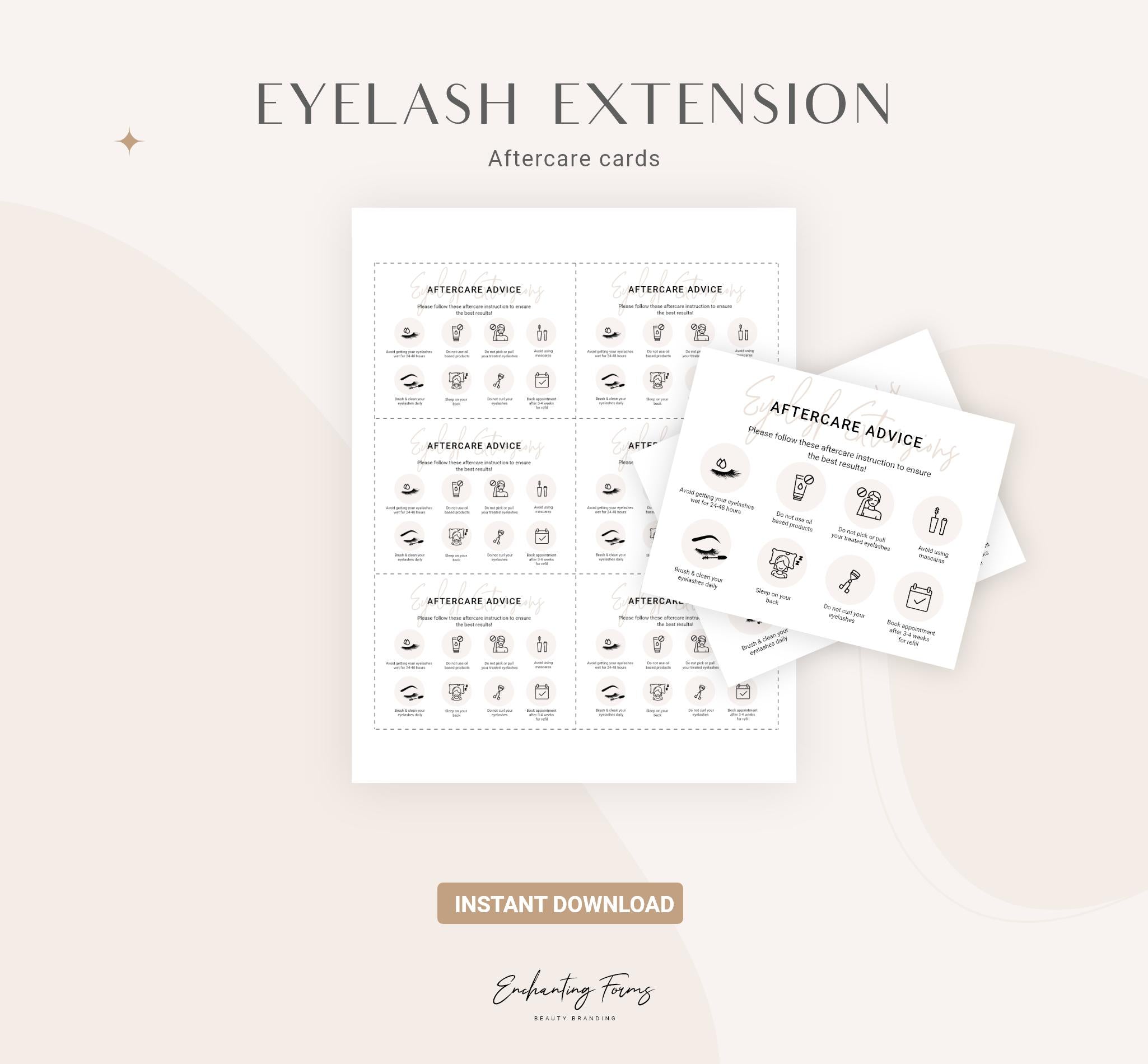 Eyelash extension consent forms champagne design - fillable PDF for lash technicians