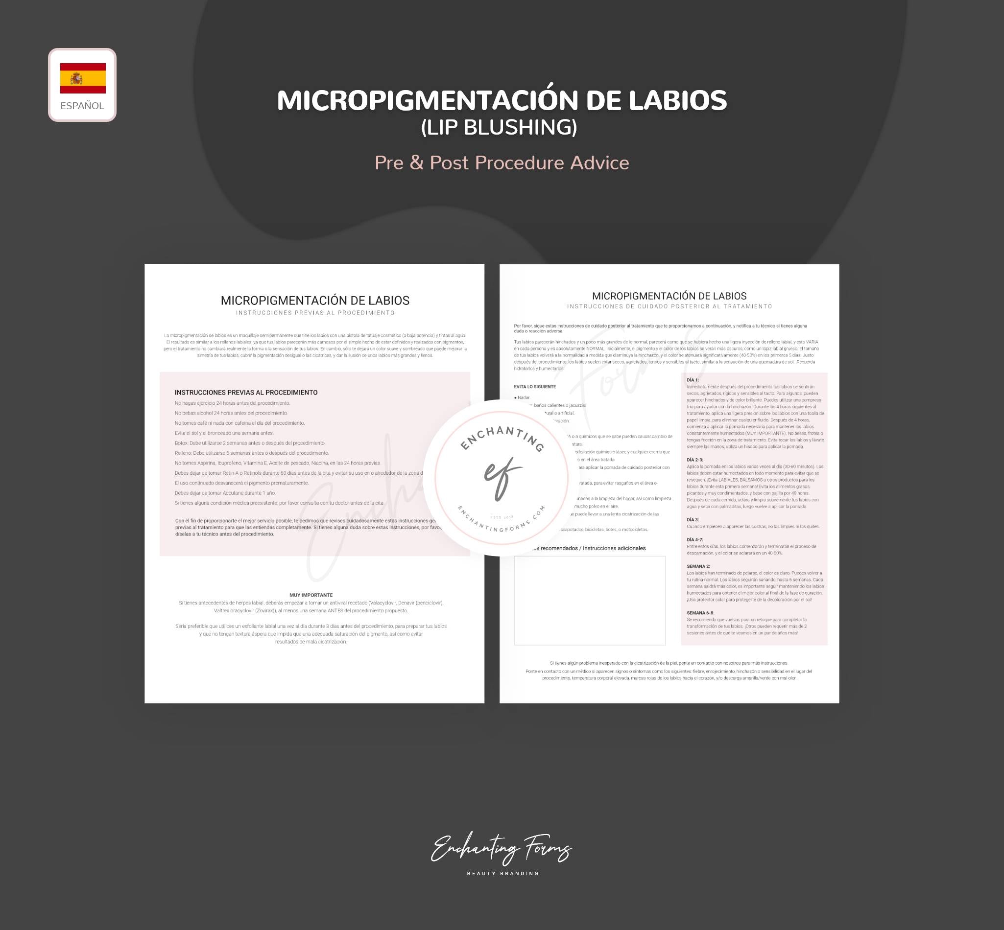 Spanish lip blushing consultation consent forms - formularios lip blushing en español PDF