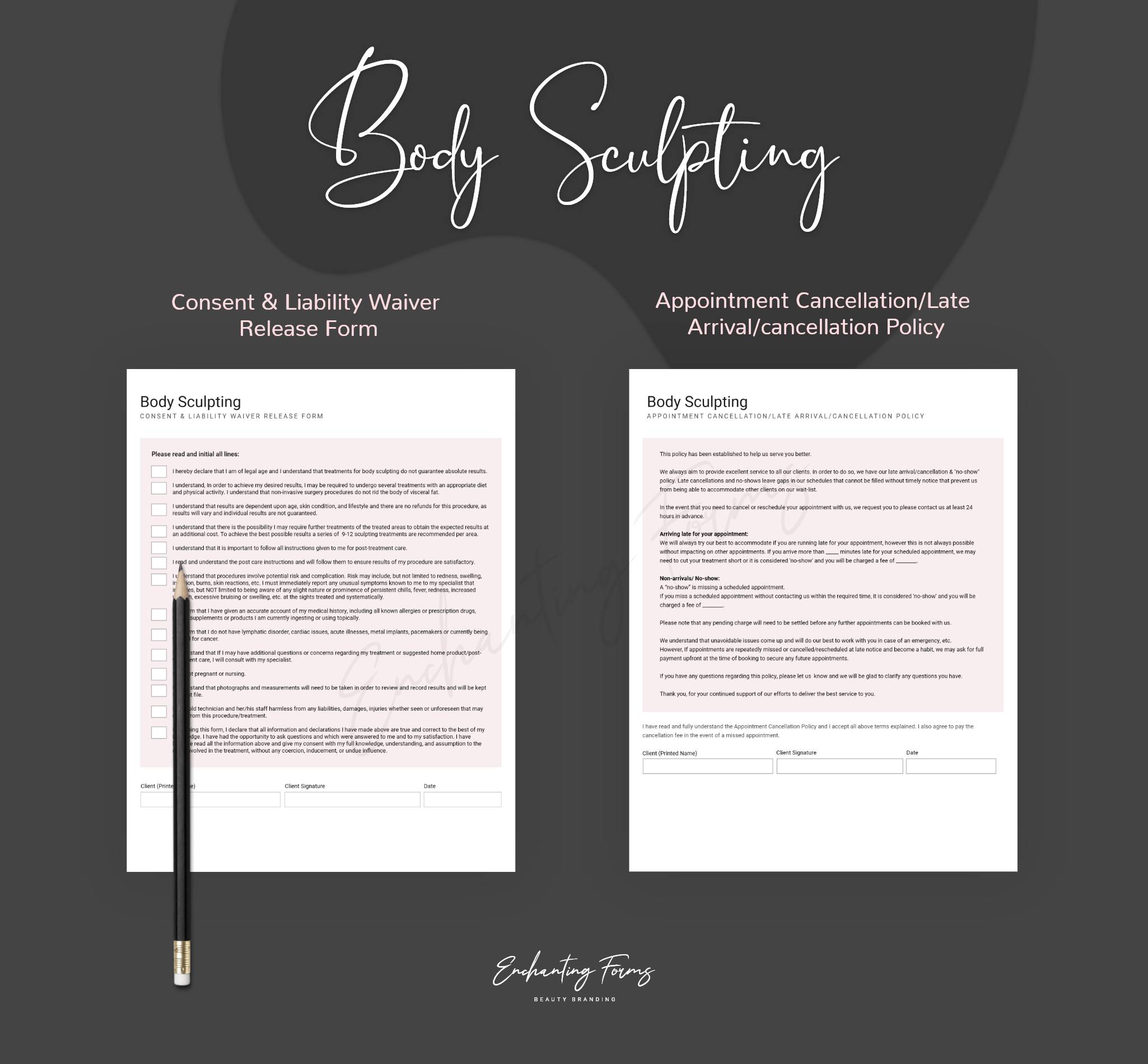 Body sculpting consultation and consent forms bundle - professional fillable PDF