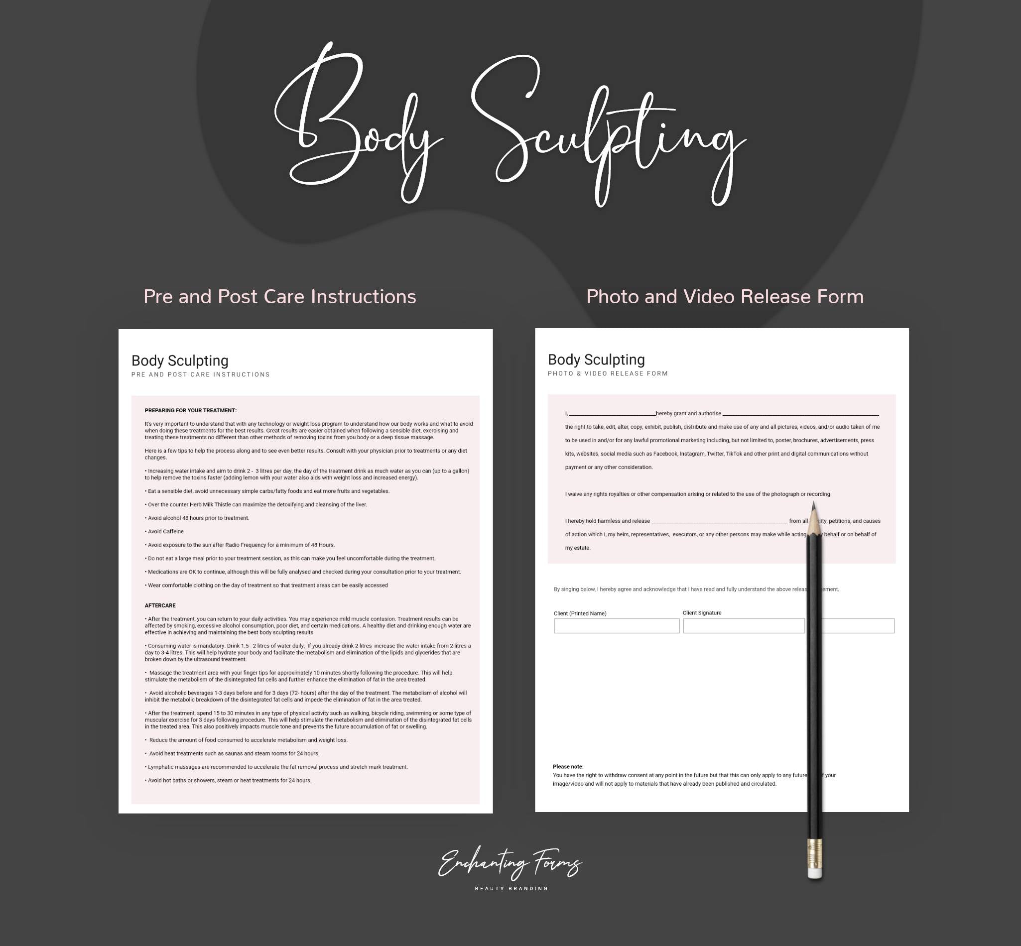 Body sculpting consultation and consent forms bundle - professional fillable PDF