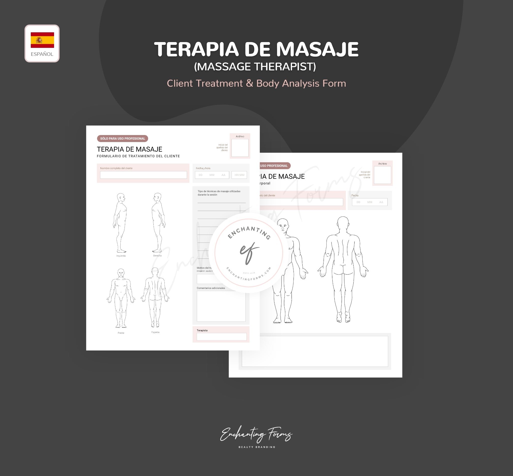 Spanish massage therapy consultation consent forms - formularios masaje terapéutico en español PDF