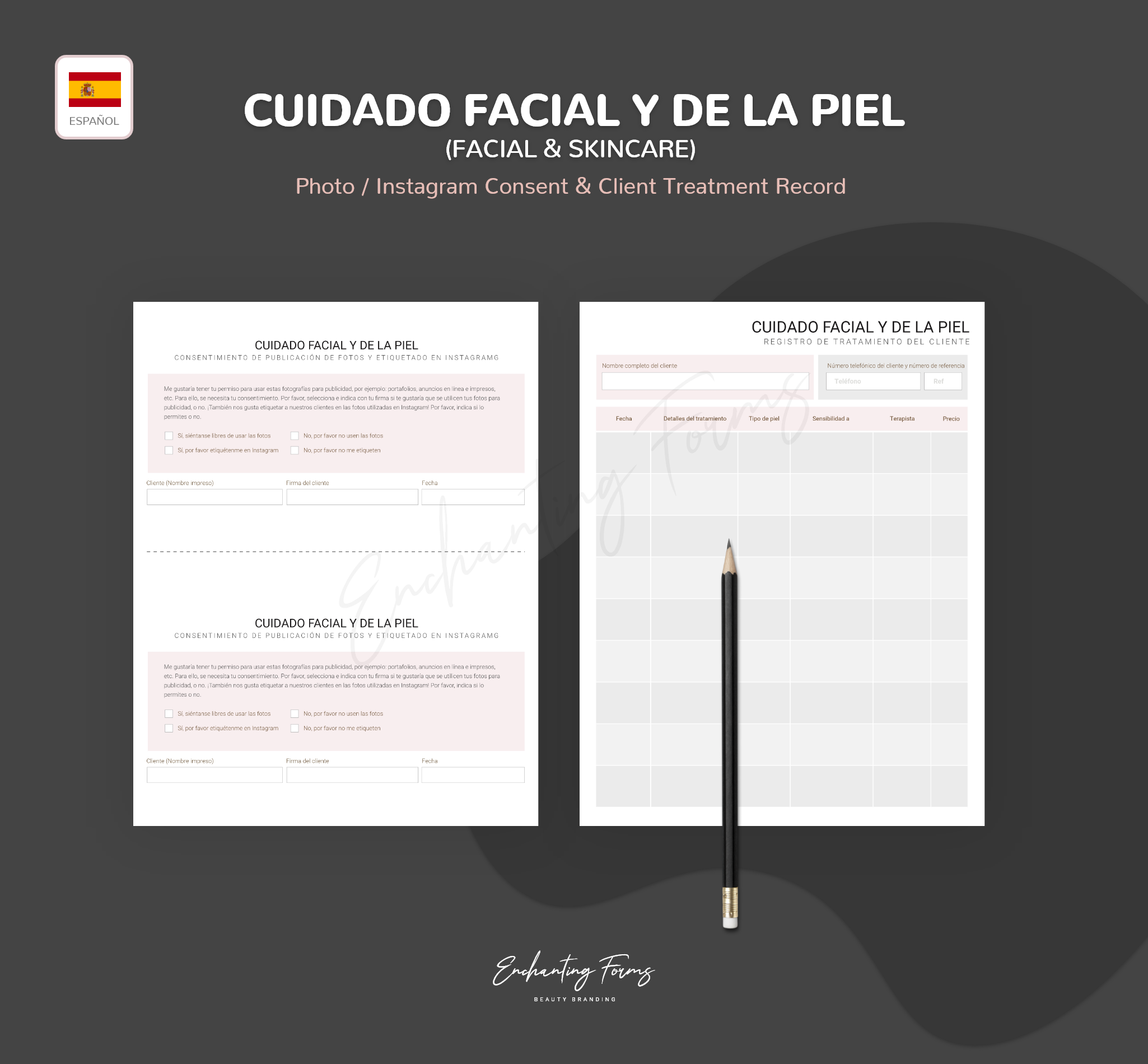 Spanish facial skincare consultation consent forms - formularios cuidado facial en español PDF