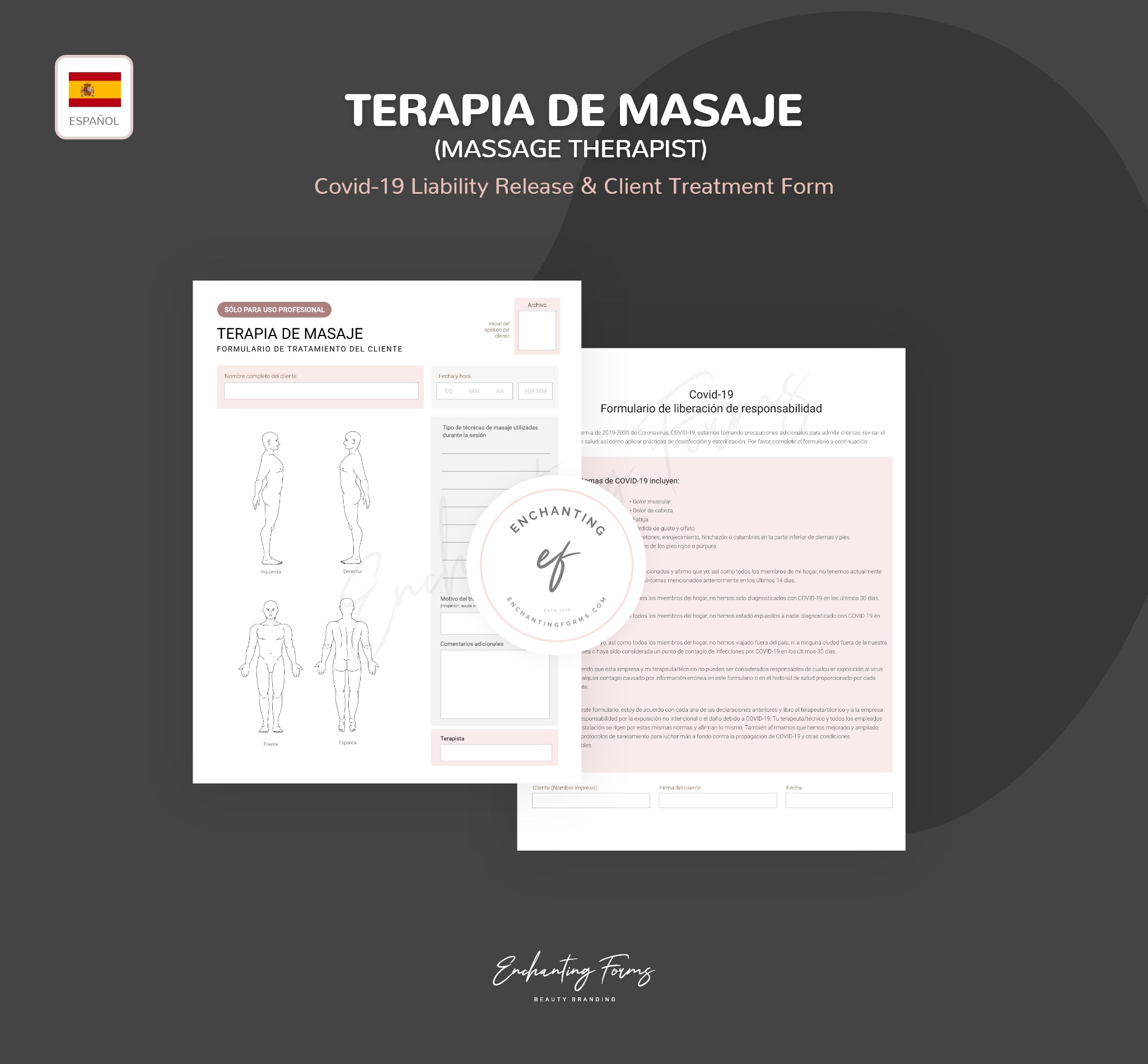 Spanish massage therapy consultation consent forms - formularios masaje terapéutico en español PDF