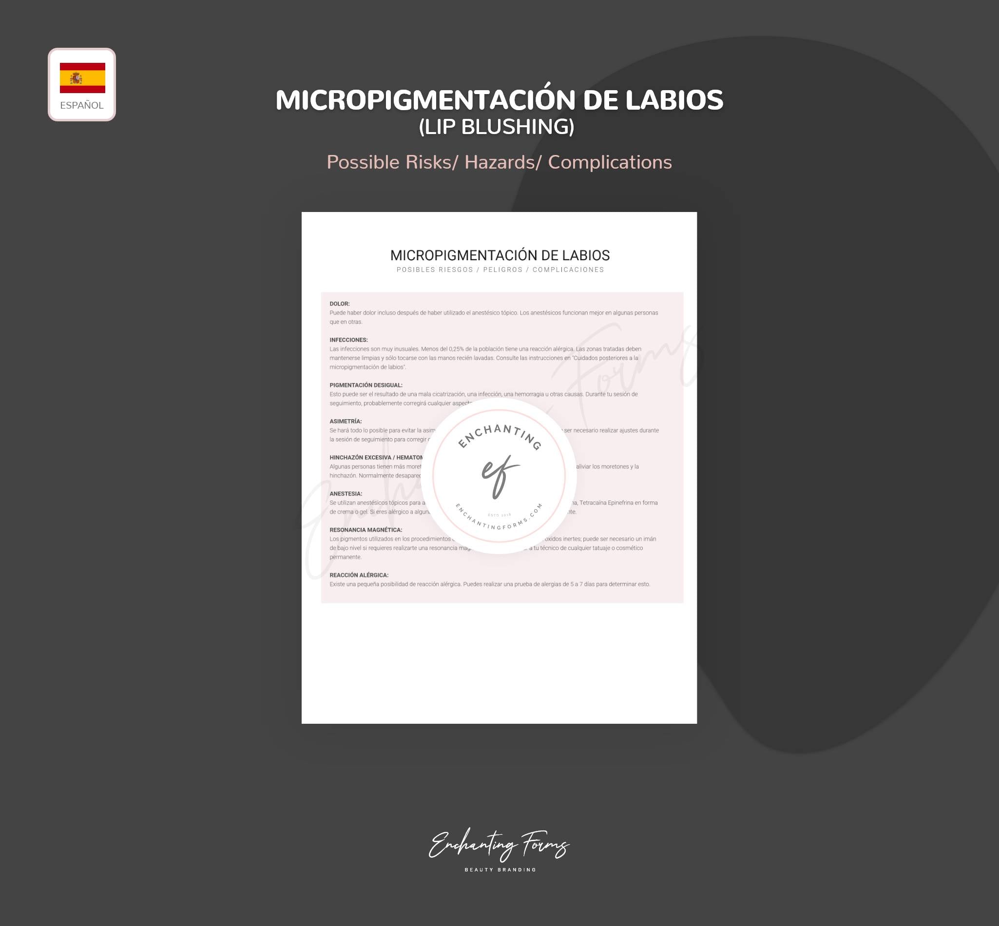 Spanish lip blushing consultation consent forms - formularios lip blushing en español PDF
