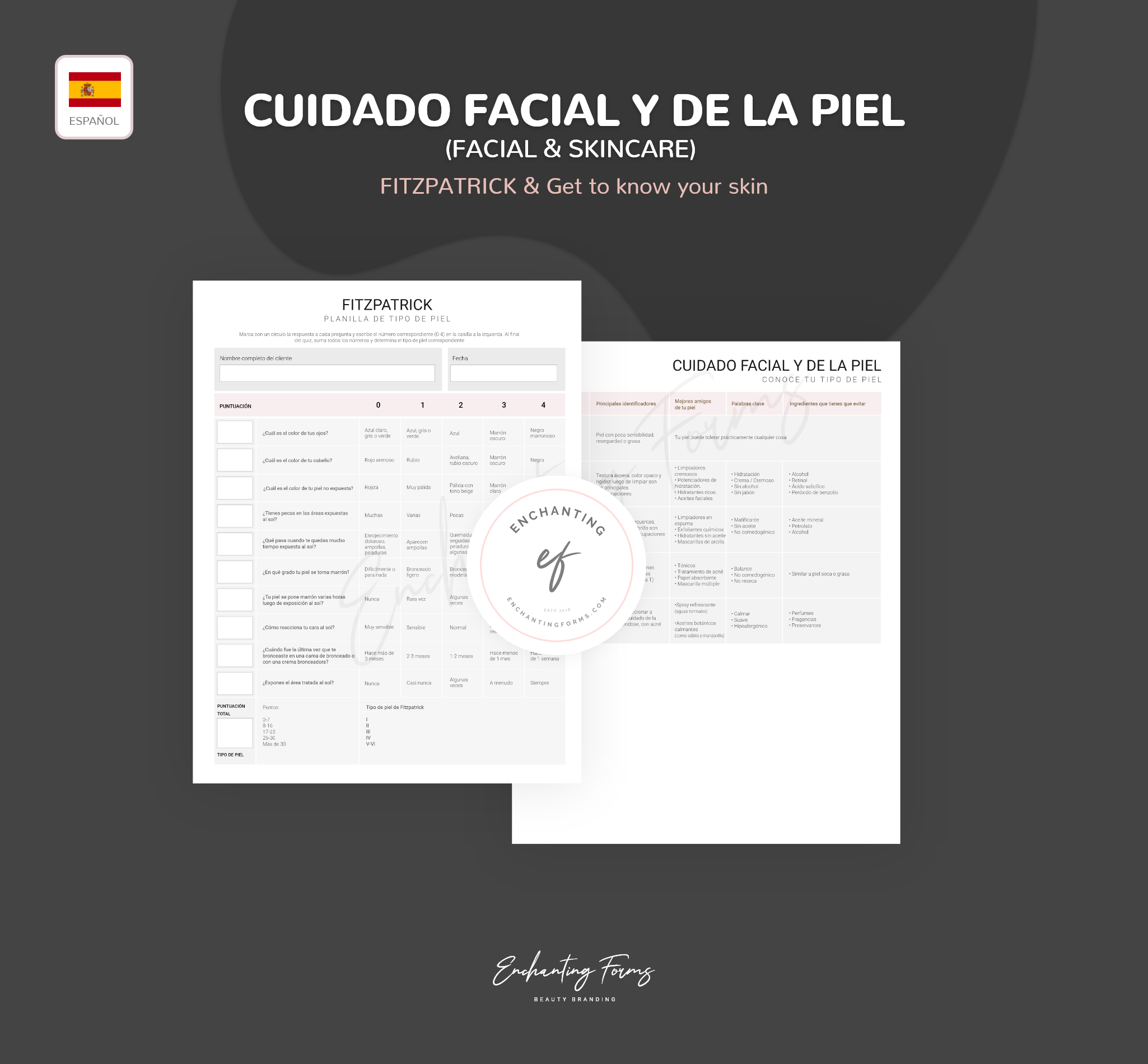 Spanish facial skincare consultation consent forms - formularios cuidado facial en español PDF
