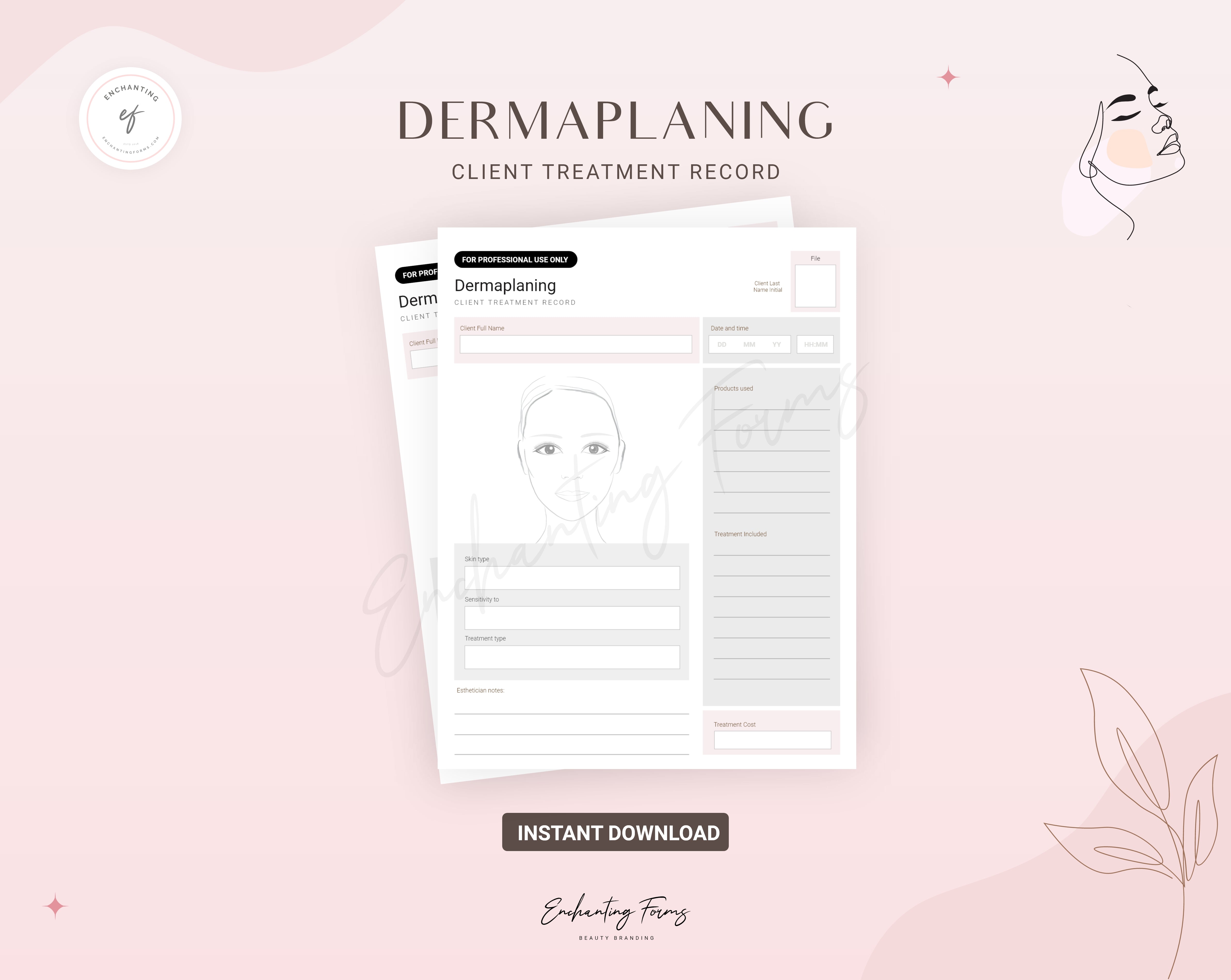 Dermaplaning consultation and consent forms bundle - professional fillable PDF for aestheticians