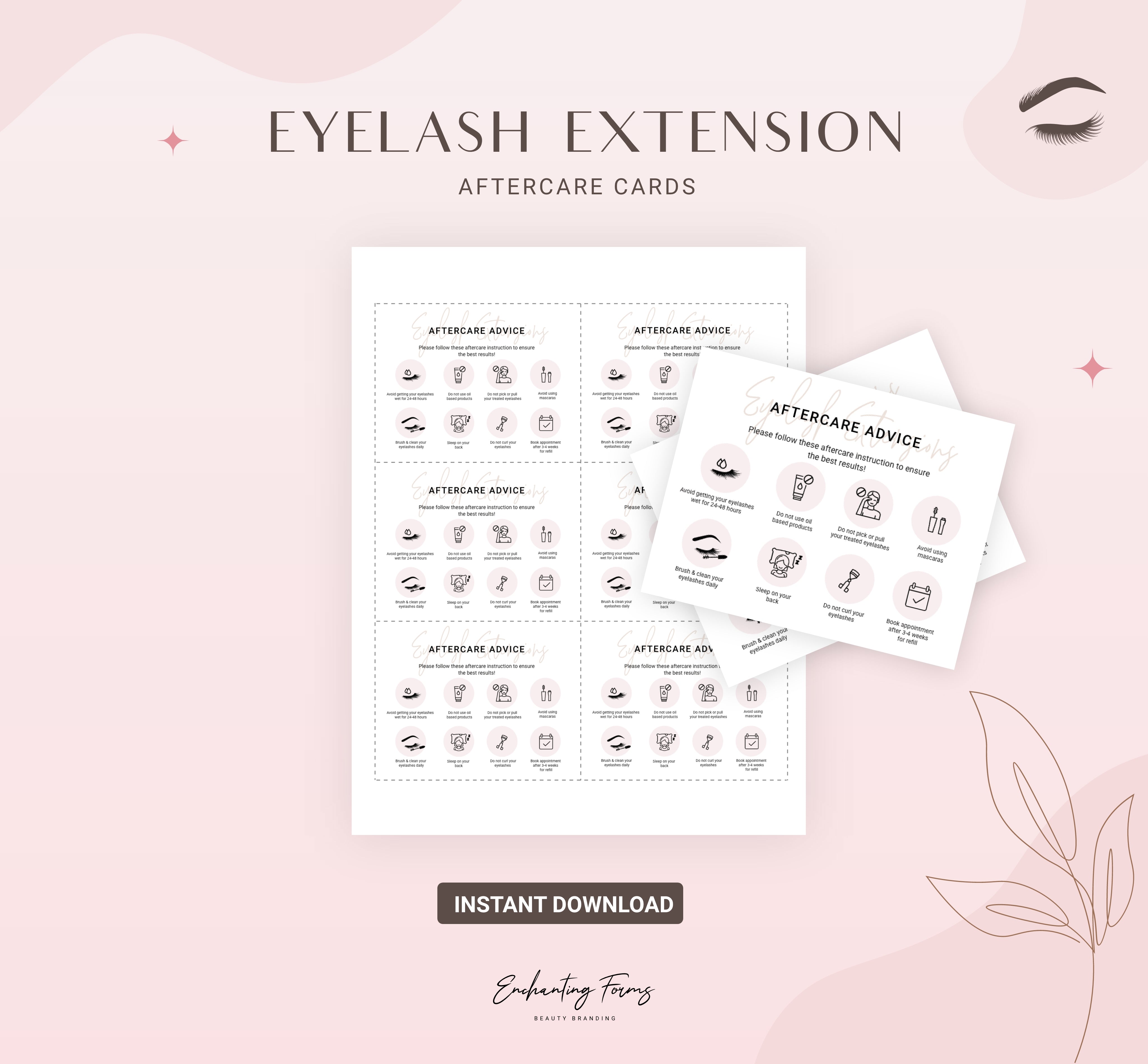 Eyelash extension consent forms blush pink design - fillable PDF for lash technicians