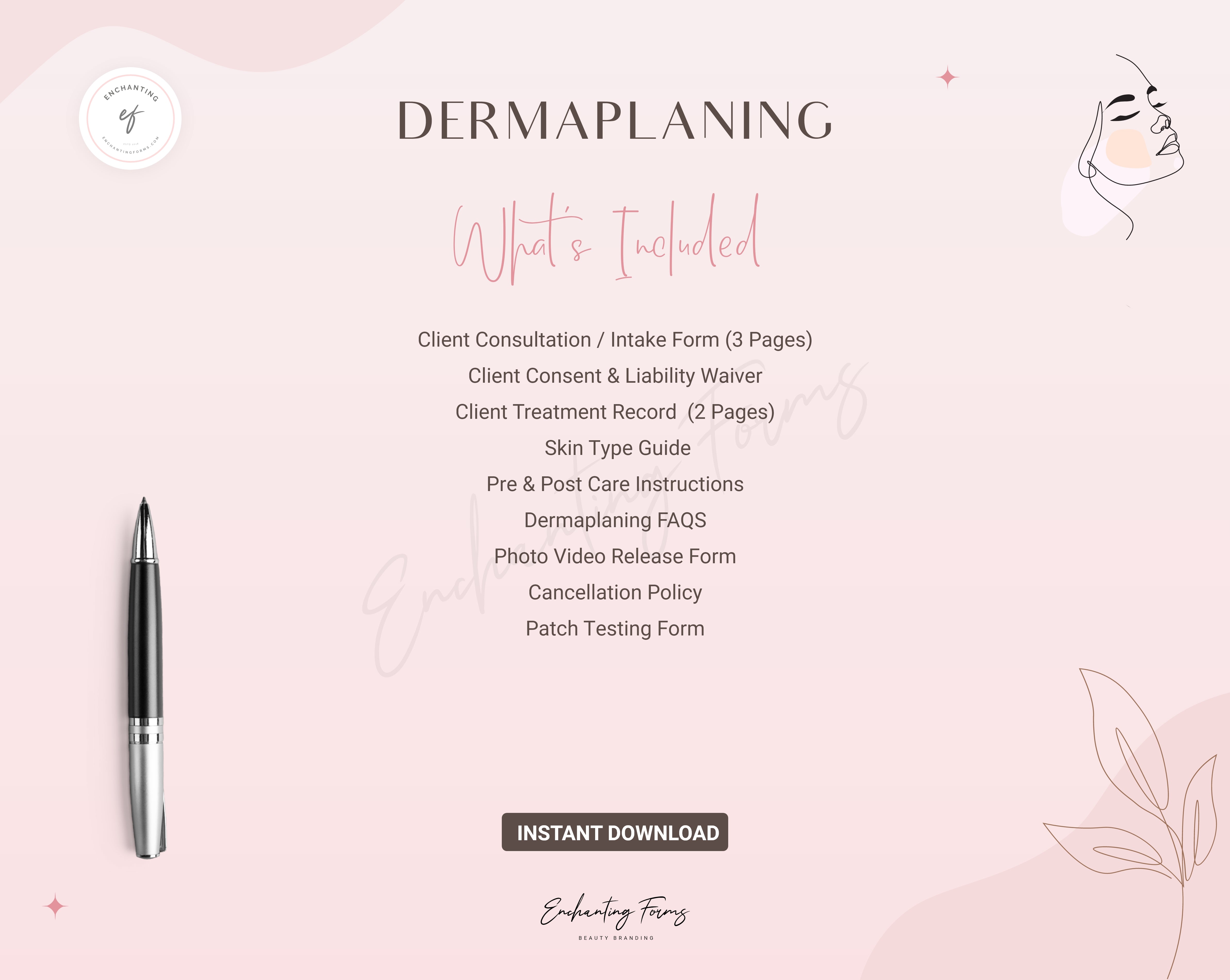 Dermaplaning consultation and consent forms bundle - professional fillable PDF for aestheticians