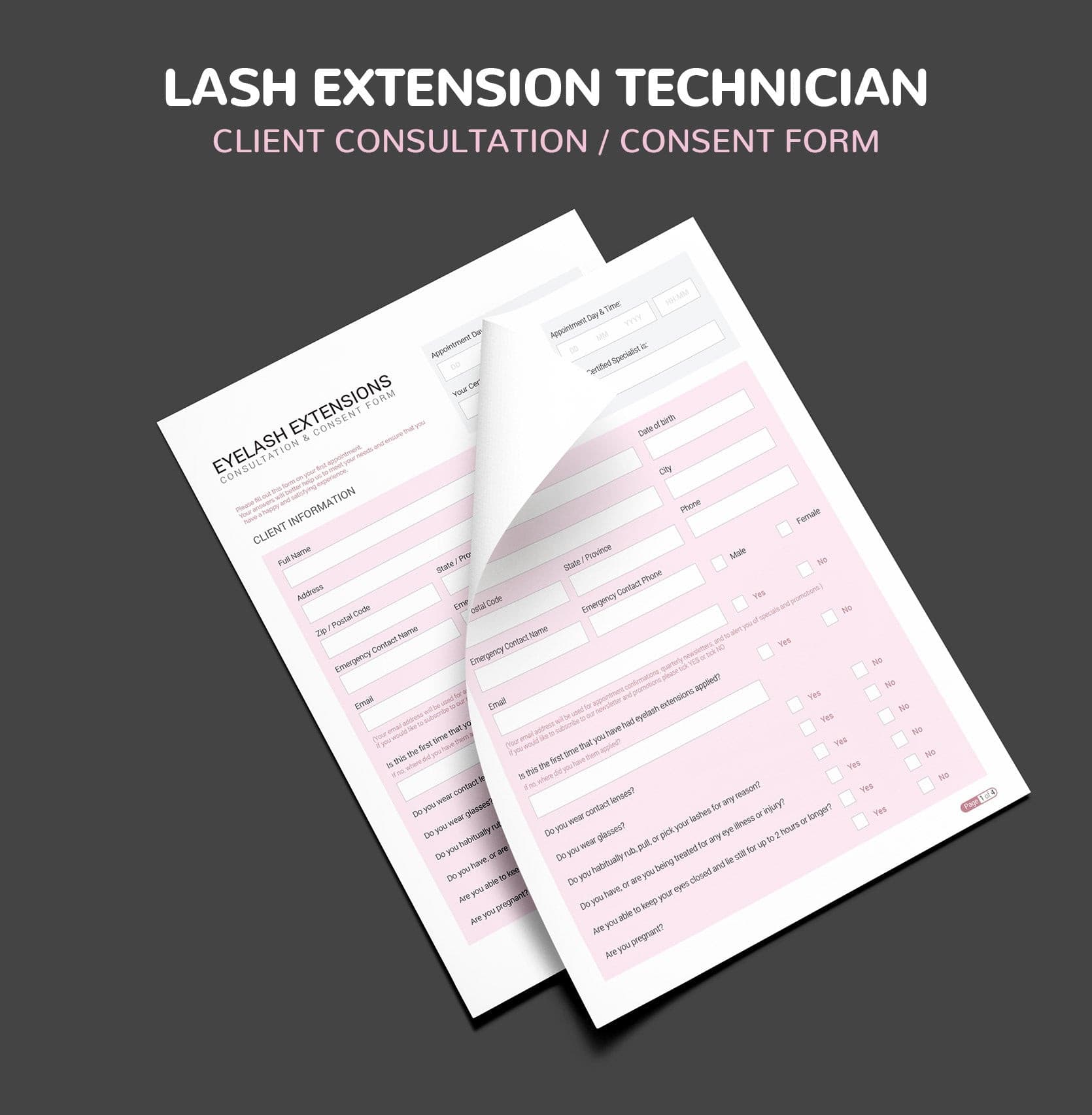 Eyelash Extension Consultation Client Intake Form