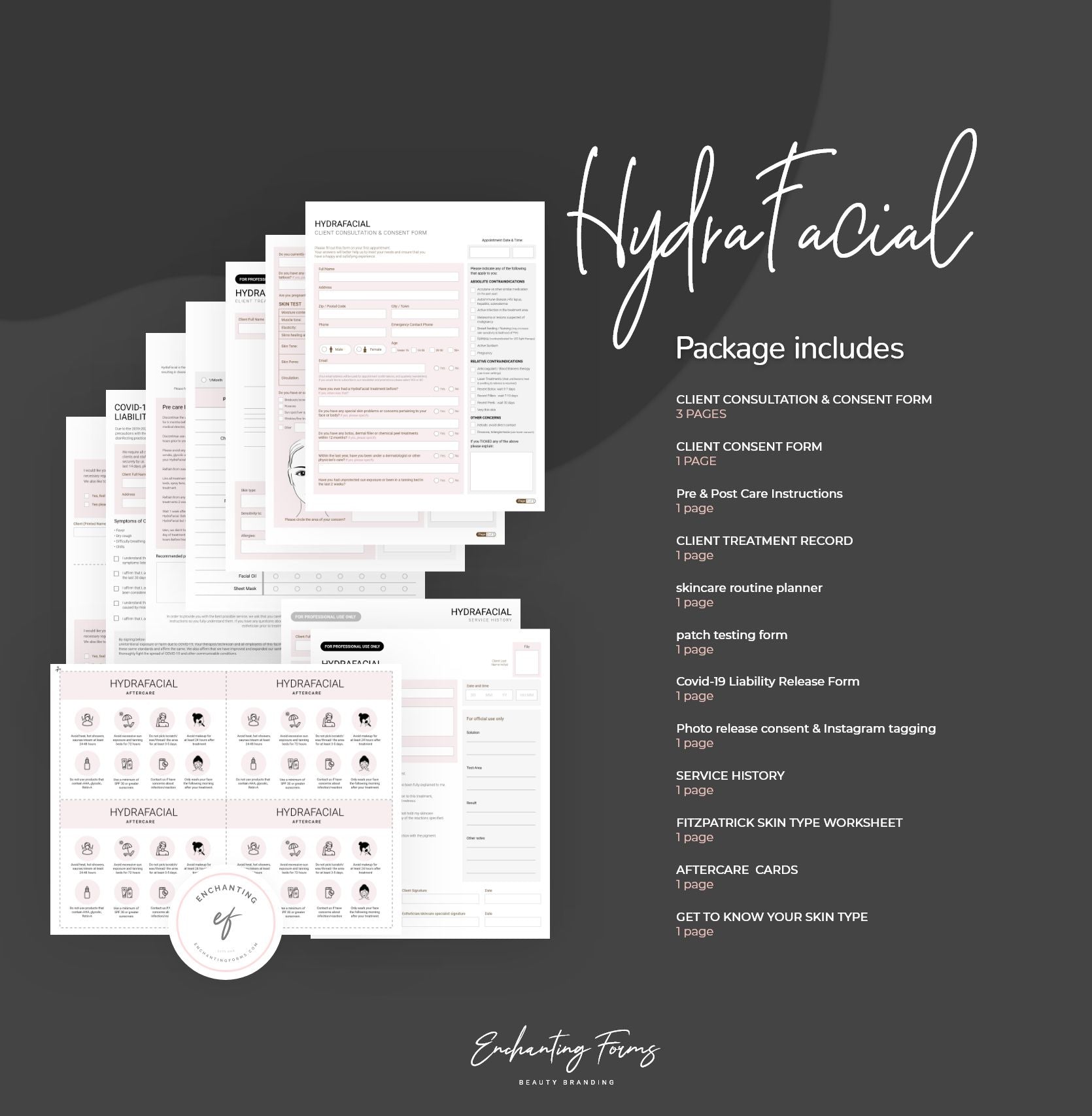 HydraFacial consultation and consent forms bundle - professional fillable PDF for skincare professionals