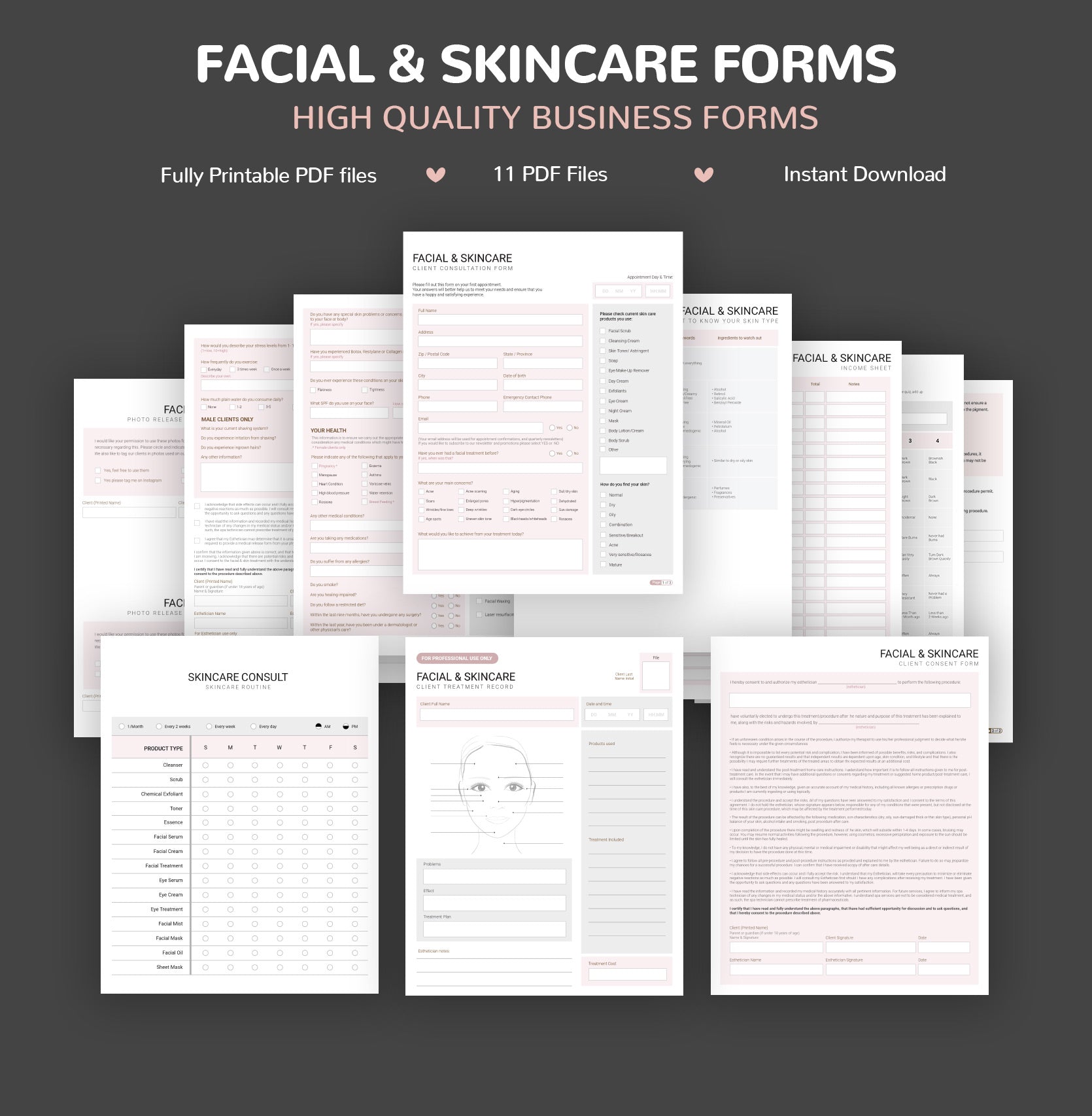 Spanish facial skincare consultation consent forms - formularios cuidado facial en español PDF