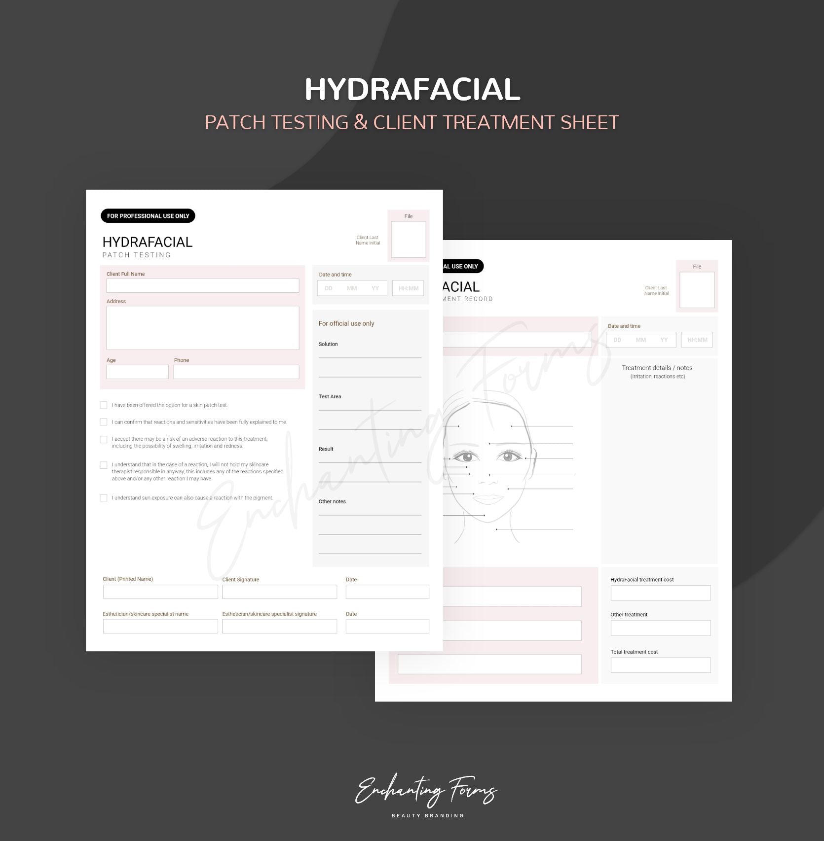 HydraFacial consultation and consent forms bundle - professional fillable PDF for skincare professionals