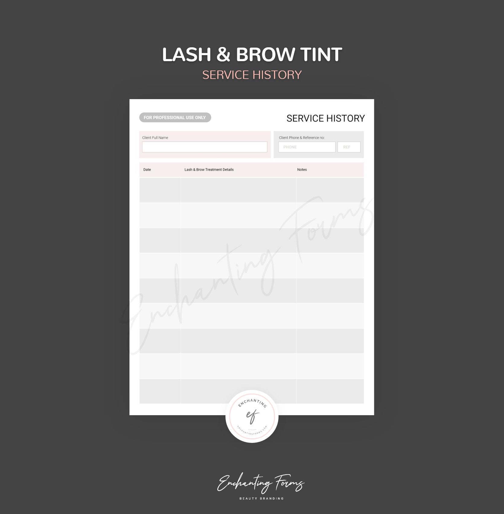 Lash and brow tinting consultation consent forms - professional fillable PDF