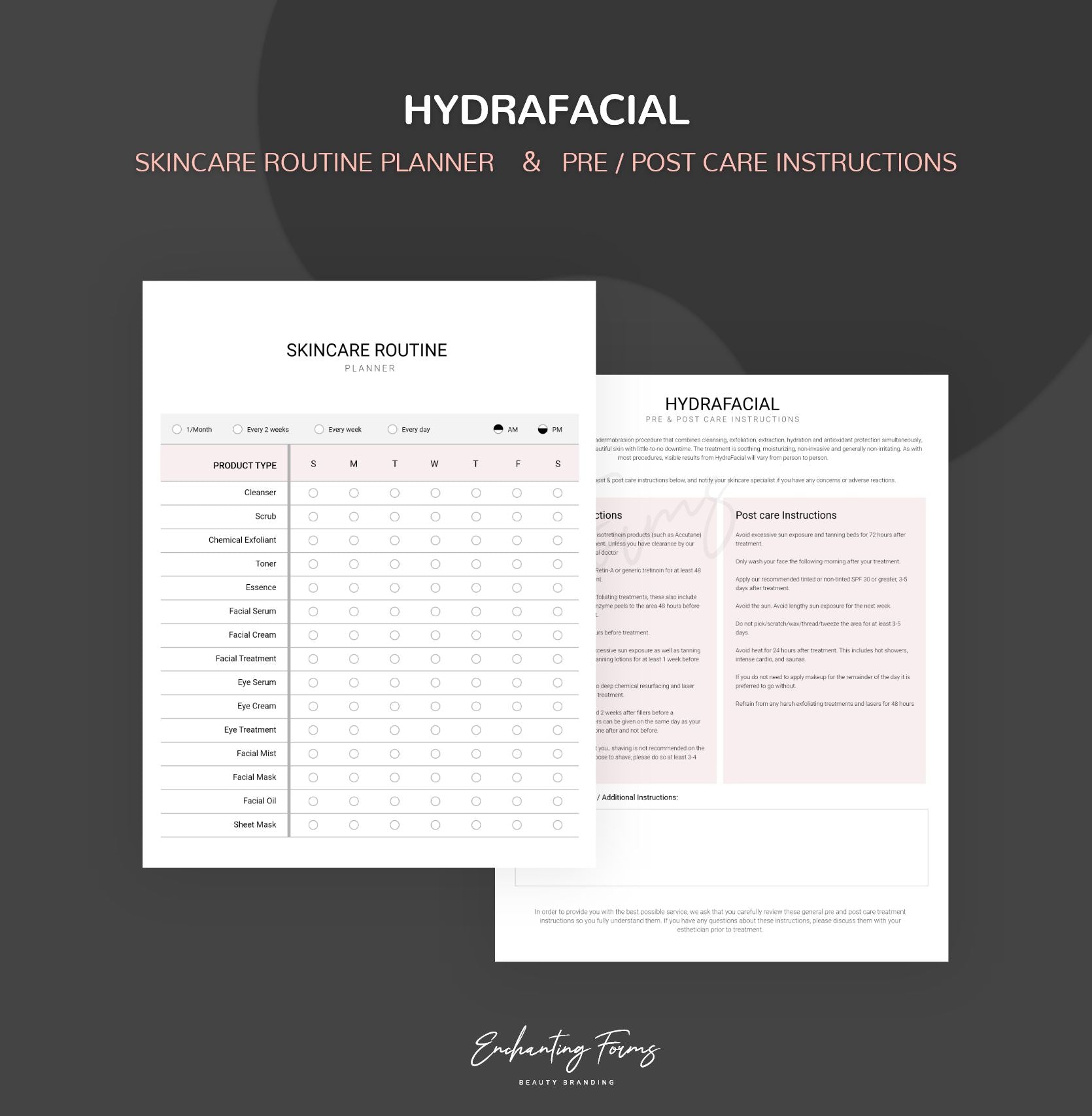 HydraFacial consultation and consent forms bundle - professional fillable PDF for skincare professionals