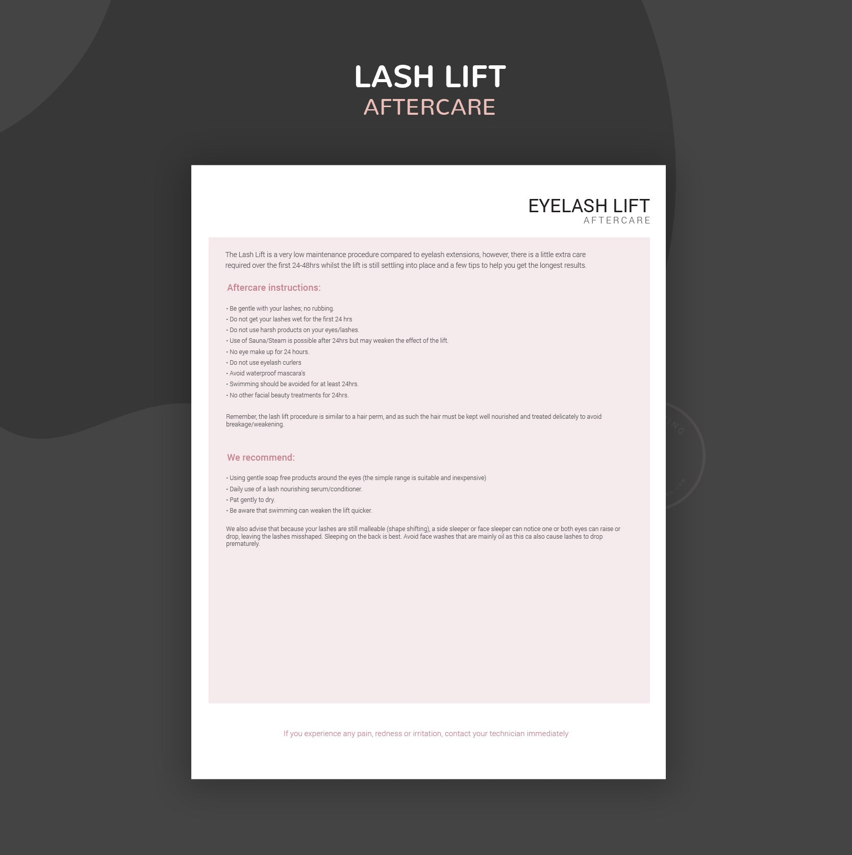 Lash lift consultation and consent forms bundle - professional fillable PDF for lash technicians