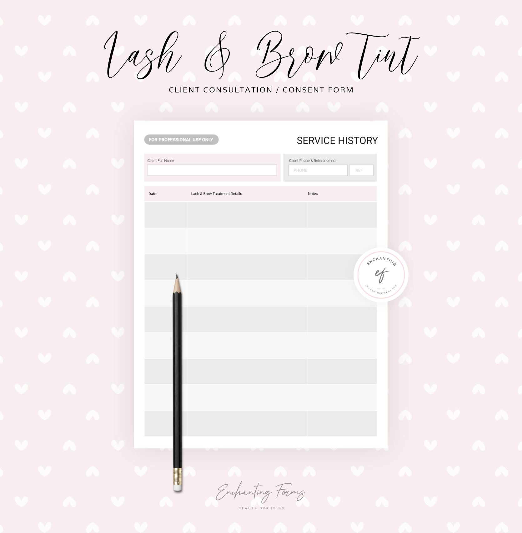 Lash and brow tinting consultation consent forms - professional fillable PDF