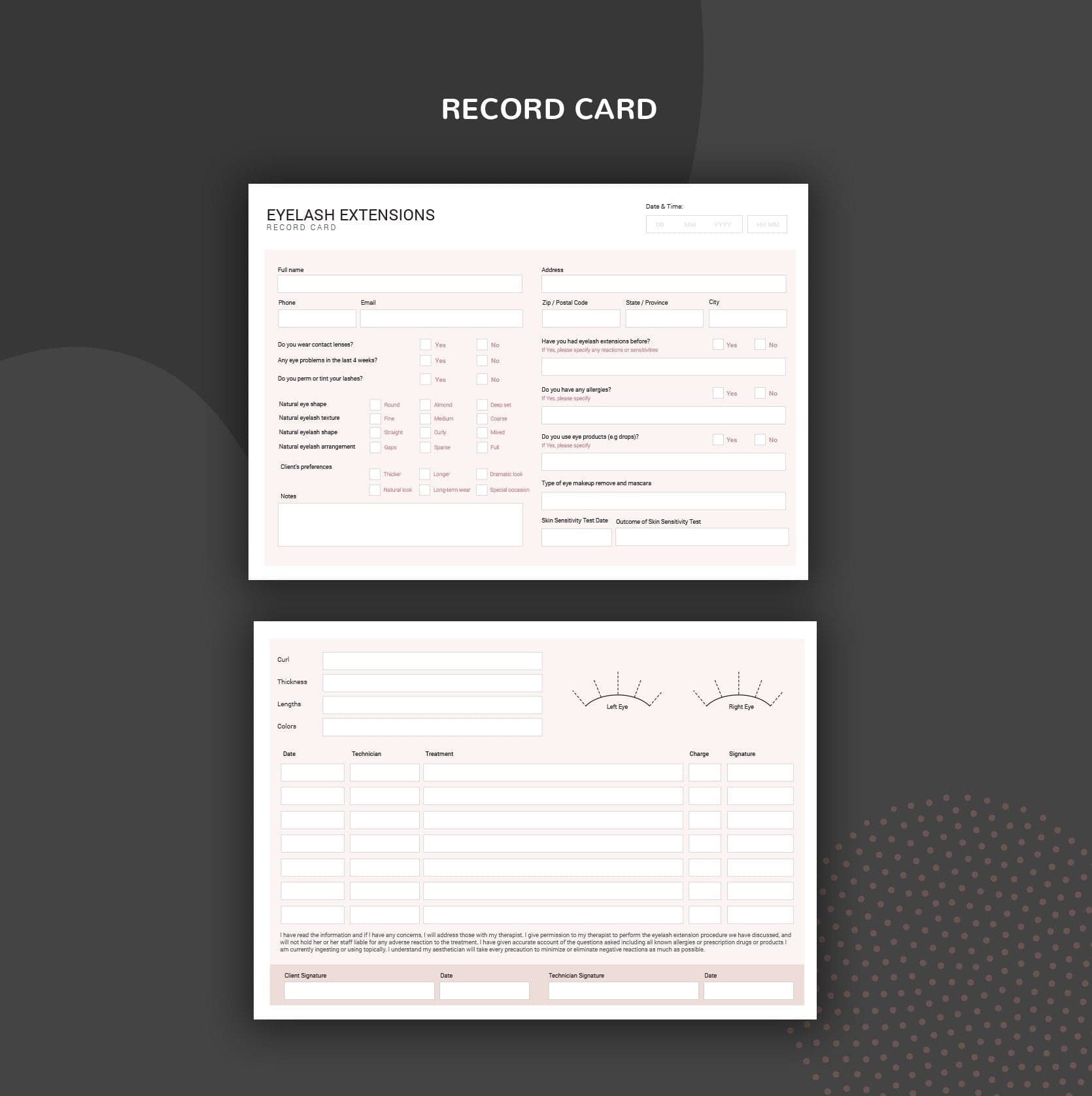Lash tech consultation and consent forms bundle - professional fillable PDF for lash technicians
