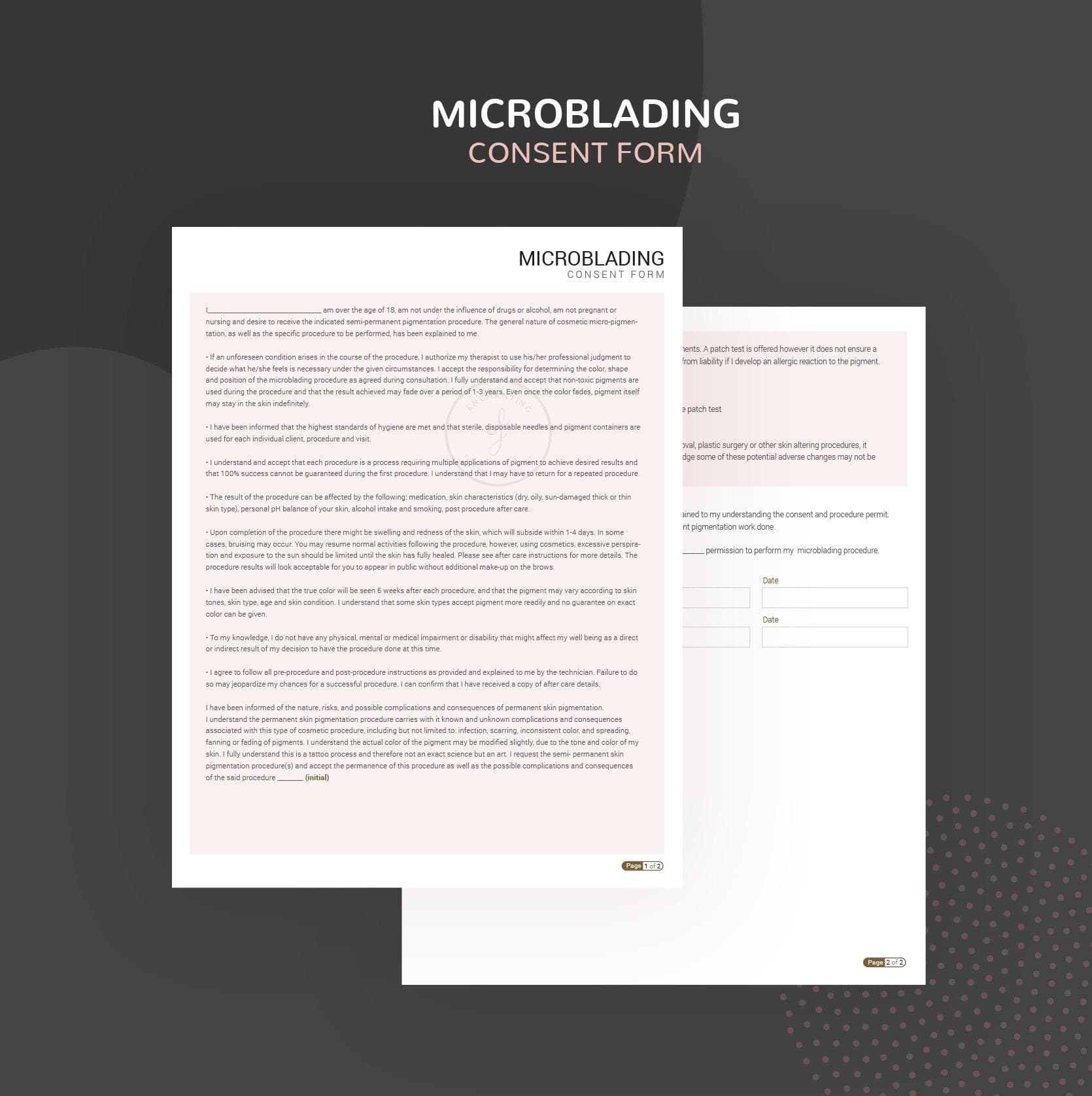 Microblading consultation and consent forms bundle - professional fillable PDF for PMU artists