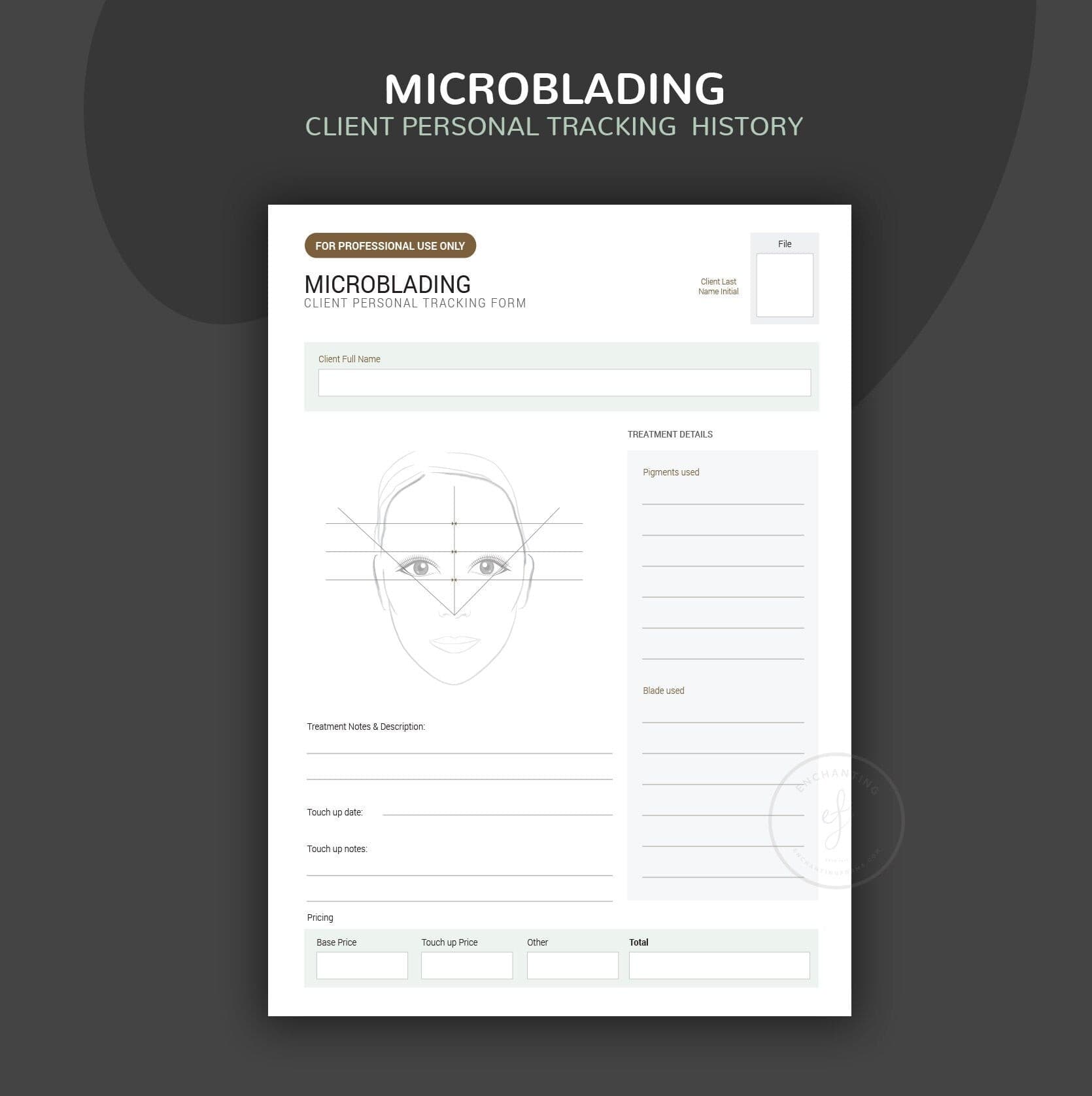 Microblading consent forms bundle sage green design - fillable PDF for PMU artists