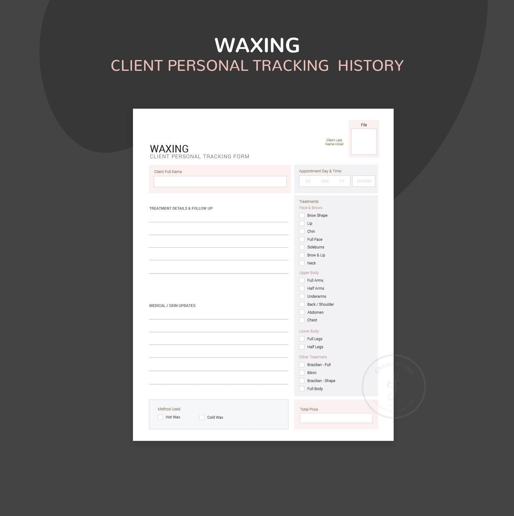 Waxing consultation and consent forms bundle - professional fillable PDF for beauty therapists