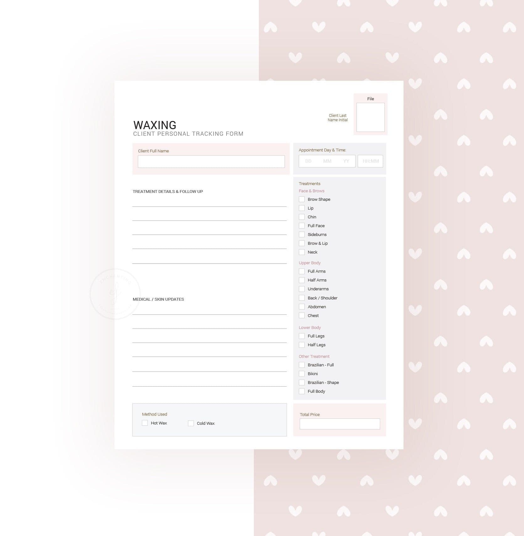 Waxing consultation and consent forms bundle - professional fillable PDF for beauty therapists