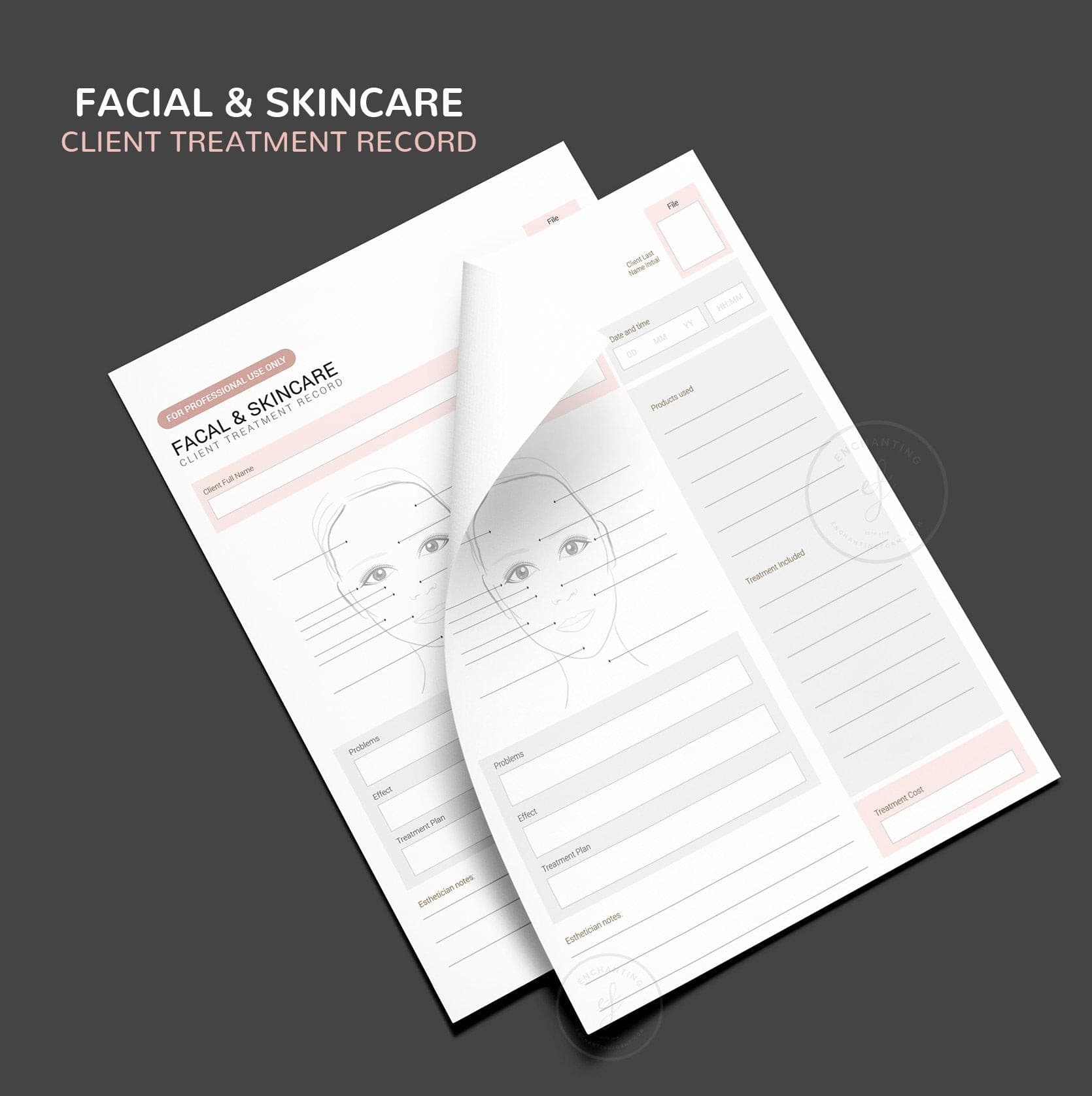 Skincare consultation forms bundle rose gold design - fillable PDF for aestheticians