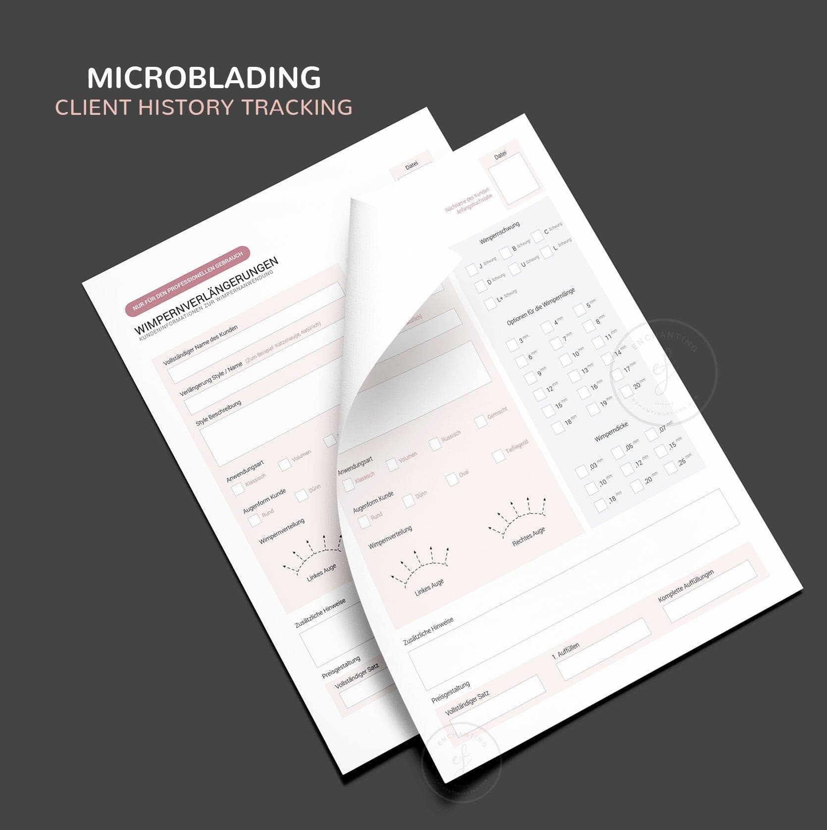 German lash extension consultation consent forms - Wimpernverlängerung Formulare PDF