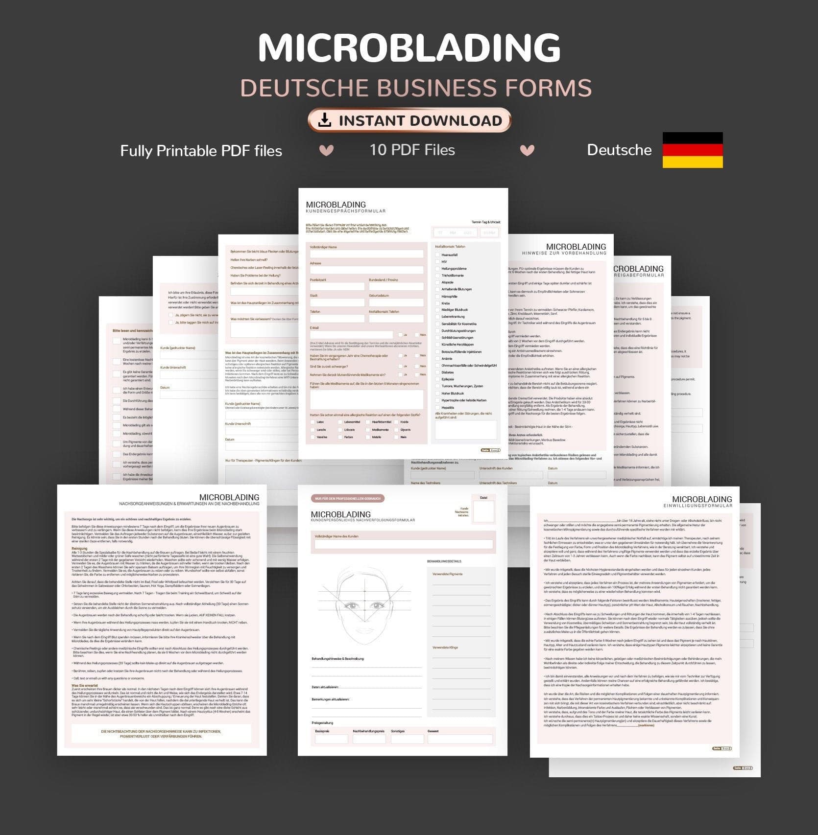 German microblading consultation consent forms - Microblading Formulare PDF