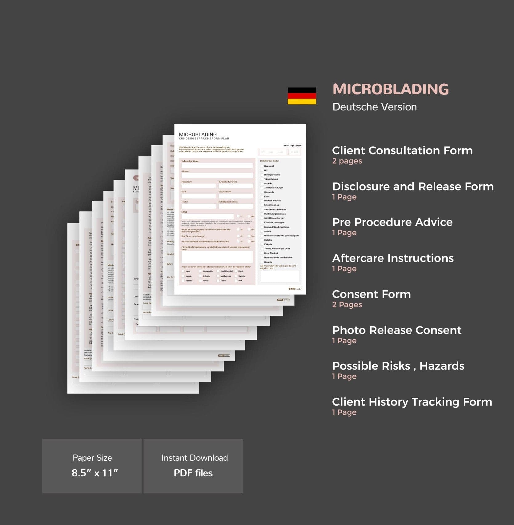 German microblading consultation consent forms - Microblading Formulare PDF