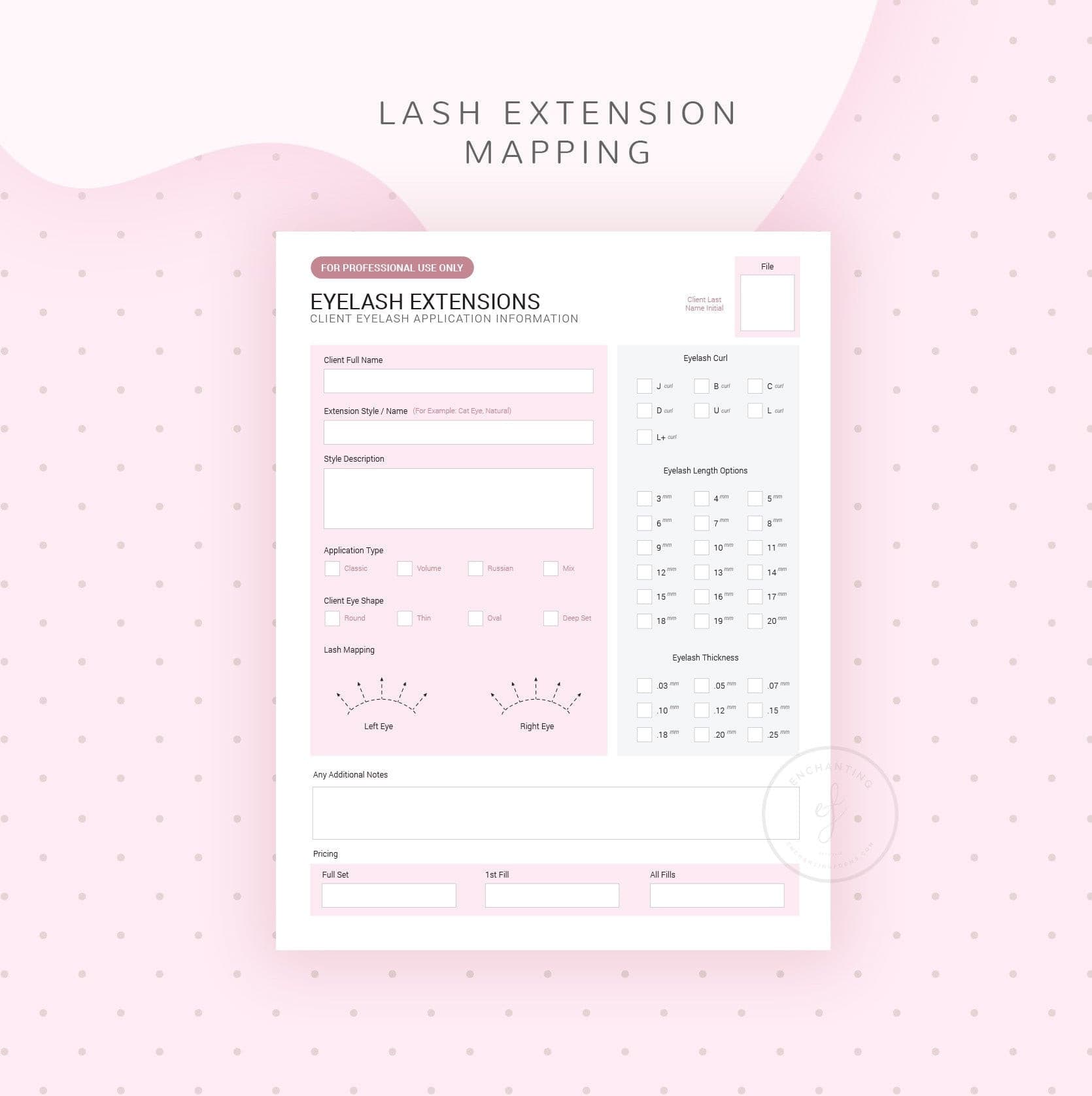 Eyelash extension consultation and consent forms bundle - professional fillable PDF for lash technicians