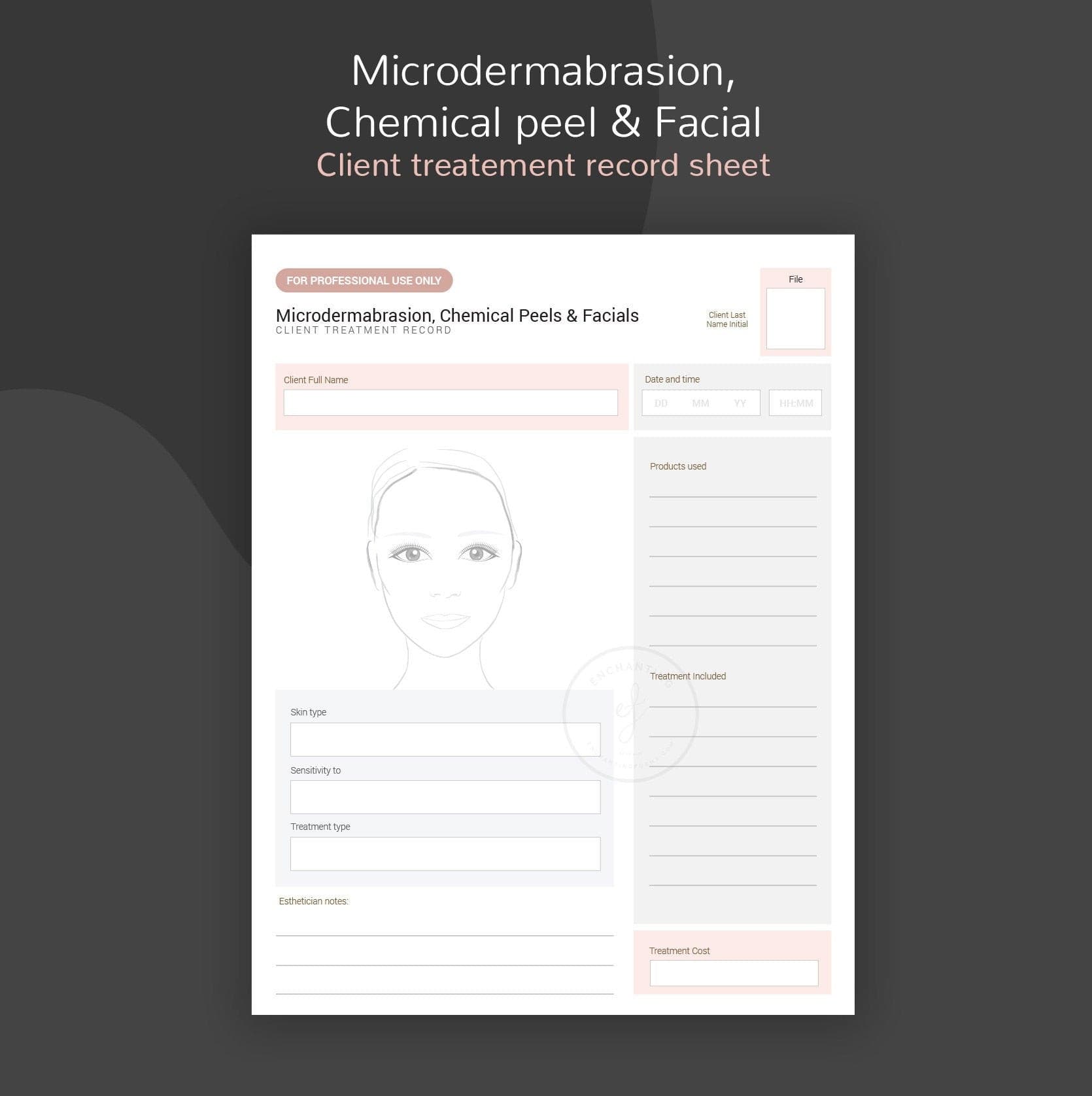 Microdermabrasion chemical peel and facial skincare forms bundle - fillable PDF for aestheticians