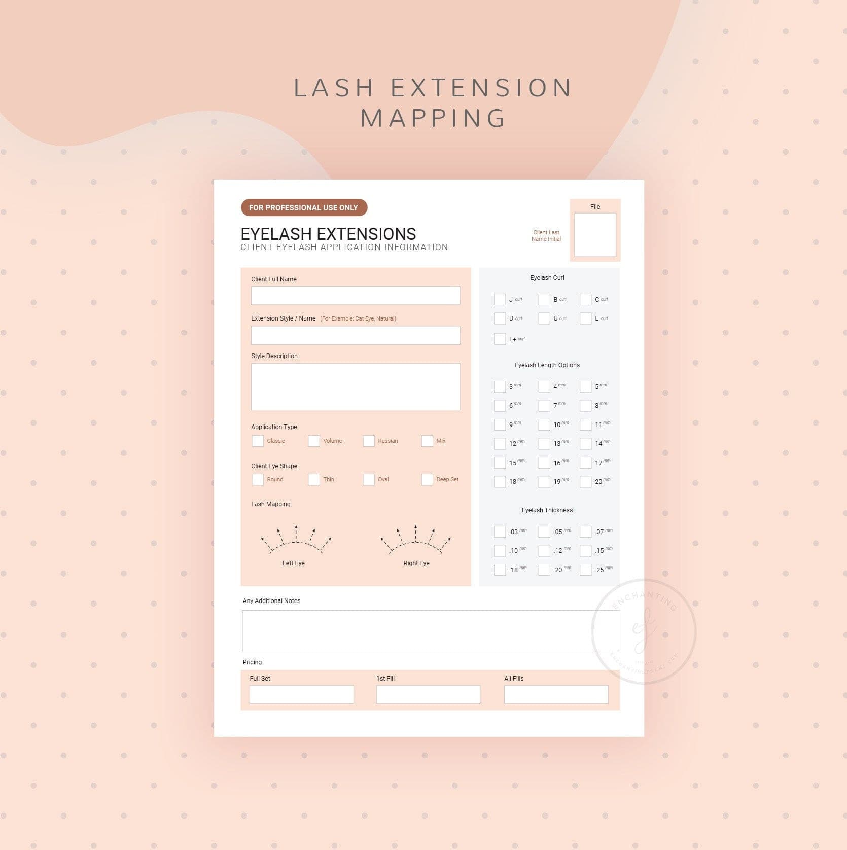 Eyelash extension consultation consent forms bundle rose gold - fillable PDF for lash technicians