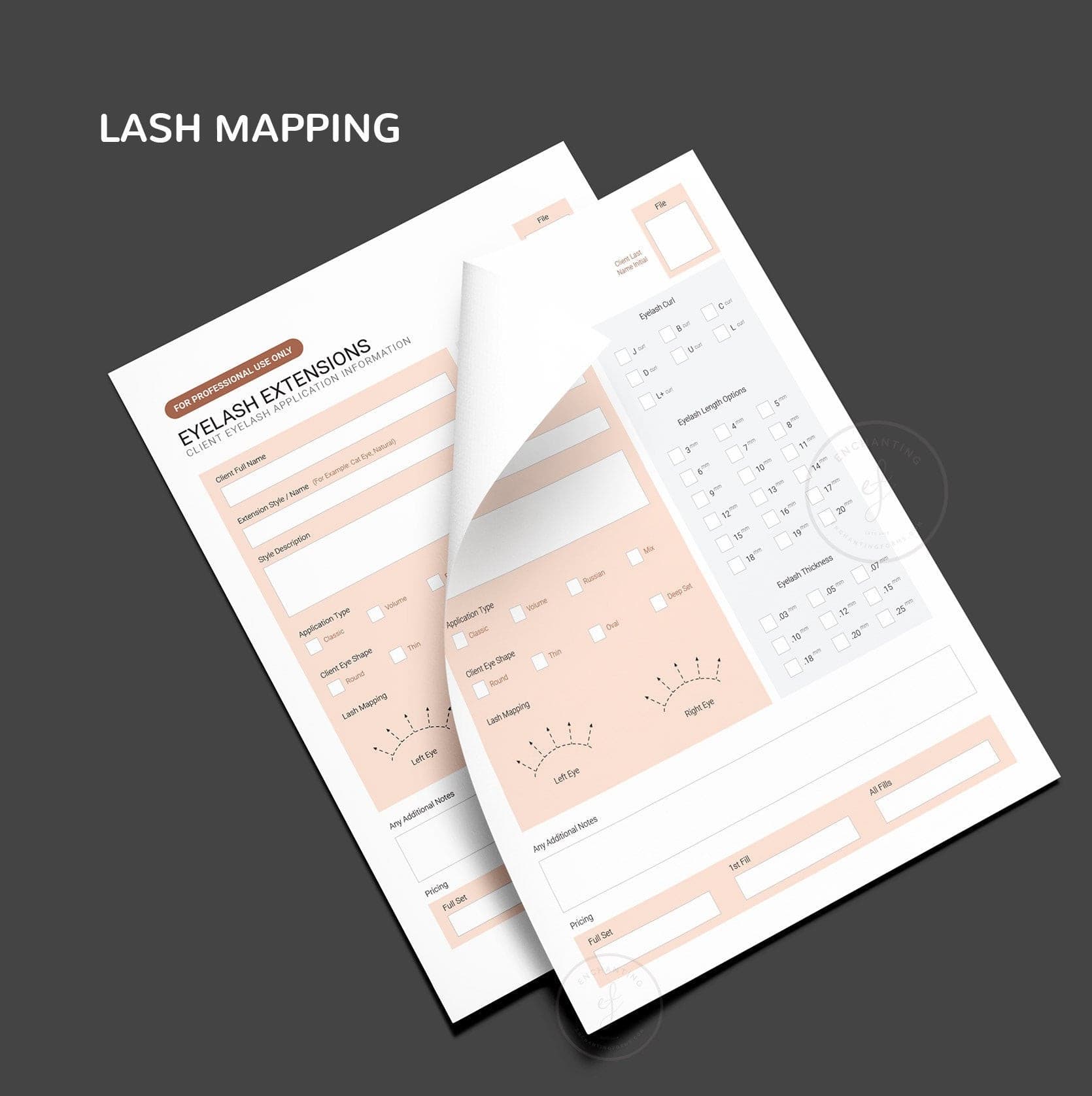 Eyelash extension consultation consent forms bundle rose gold - fillable PDF for lash technicians