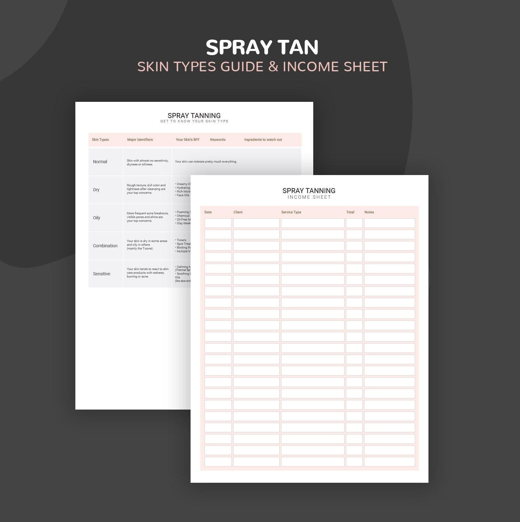 Spray tan consultation and consent forms bundle - professional fillable PDF for tanning technicians