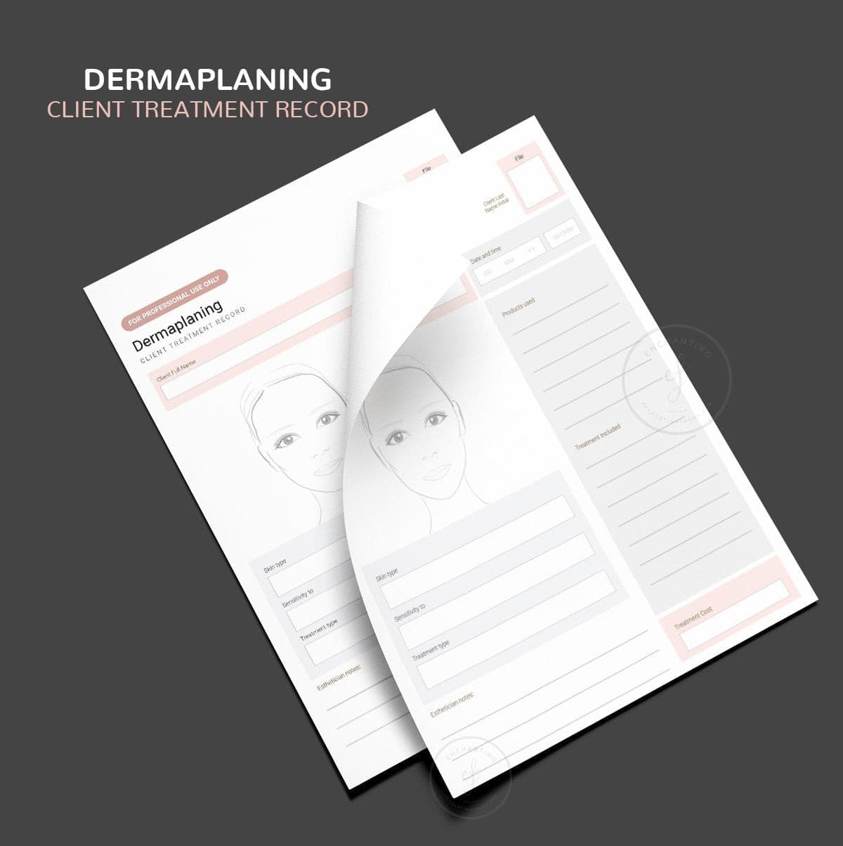 Dermaplaning consultation and consent forms bundle rose gold design - fillable PDF for aestheticians