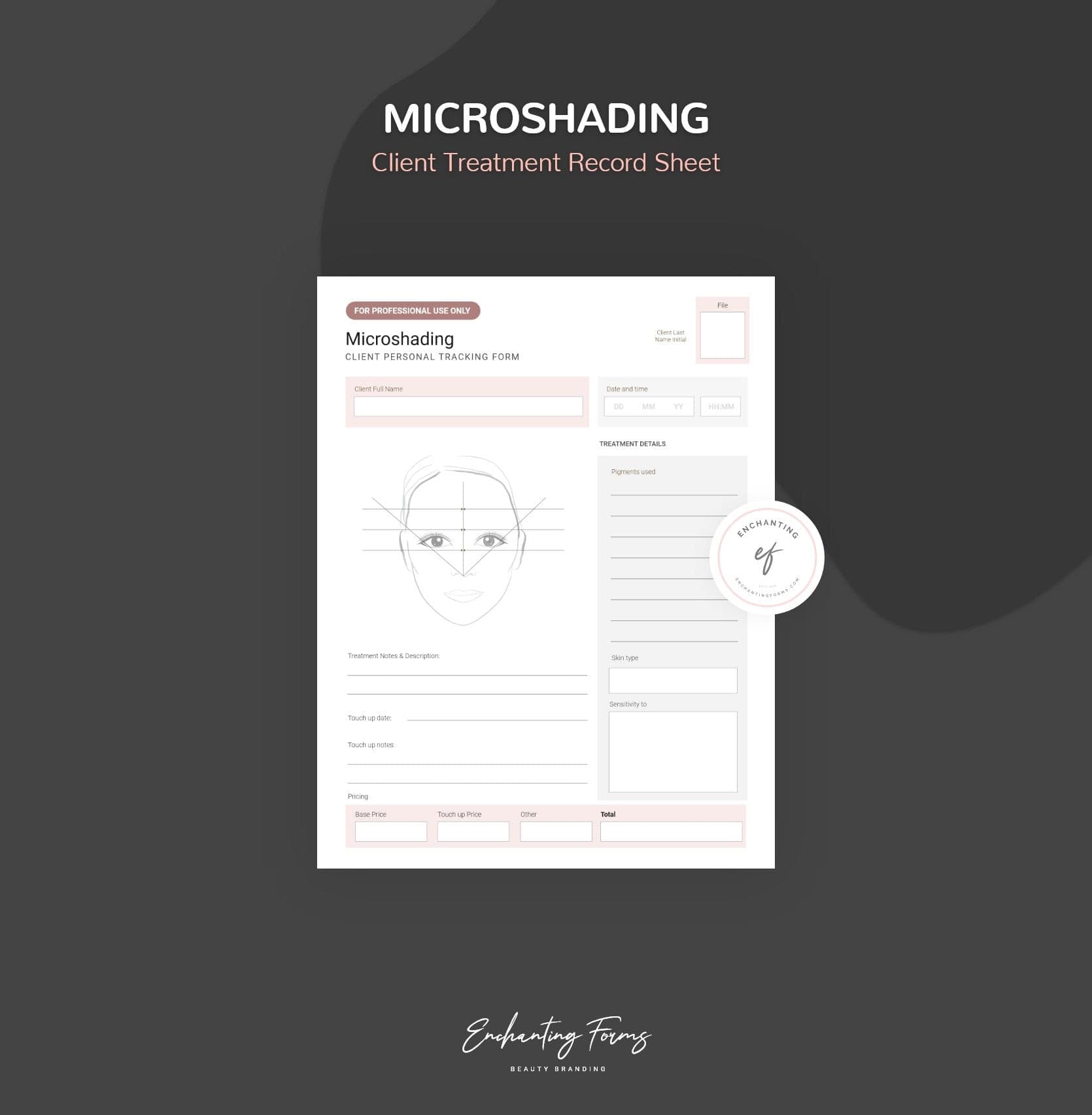 Microshading consultation and consent forms bundle - professional fillable PDF for PMU artists