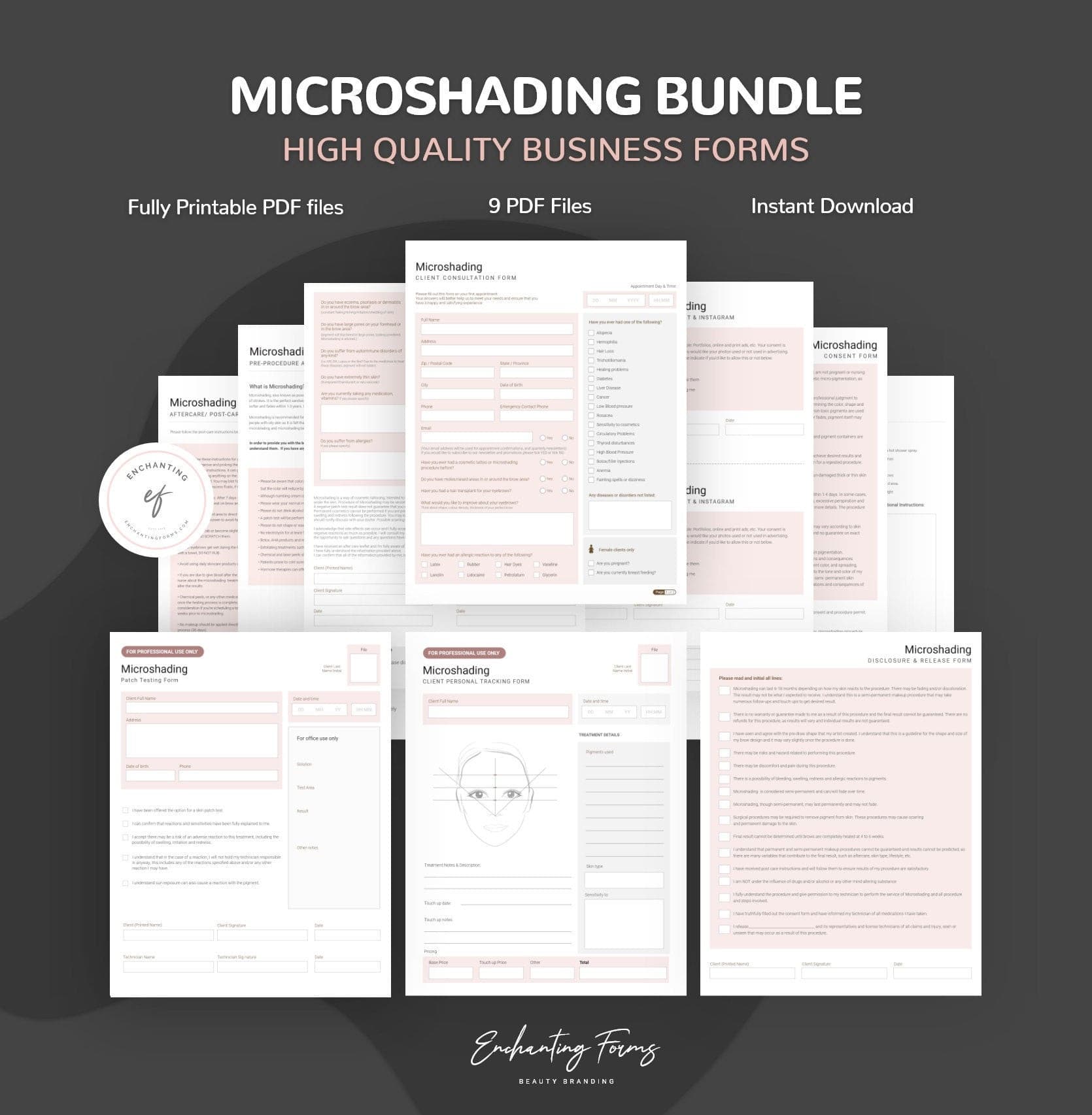 Microshading consultation and consent forms bundle - professional fillable PDF for PMU artists