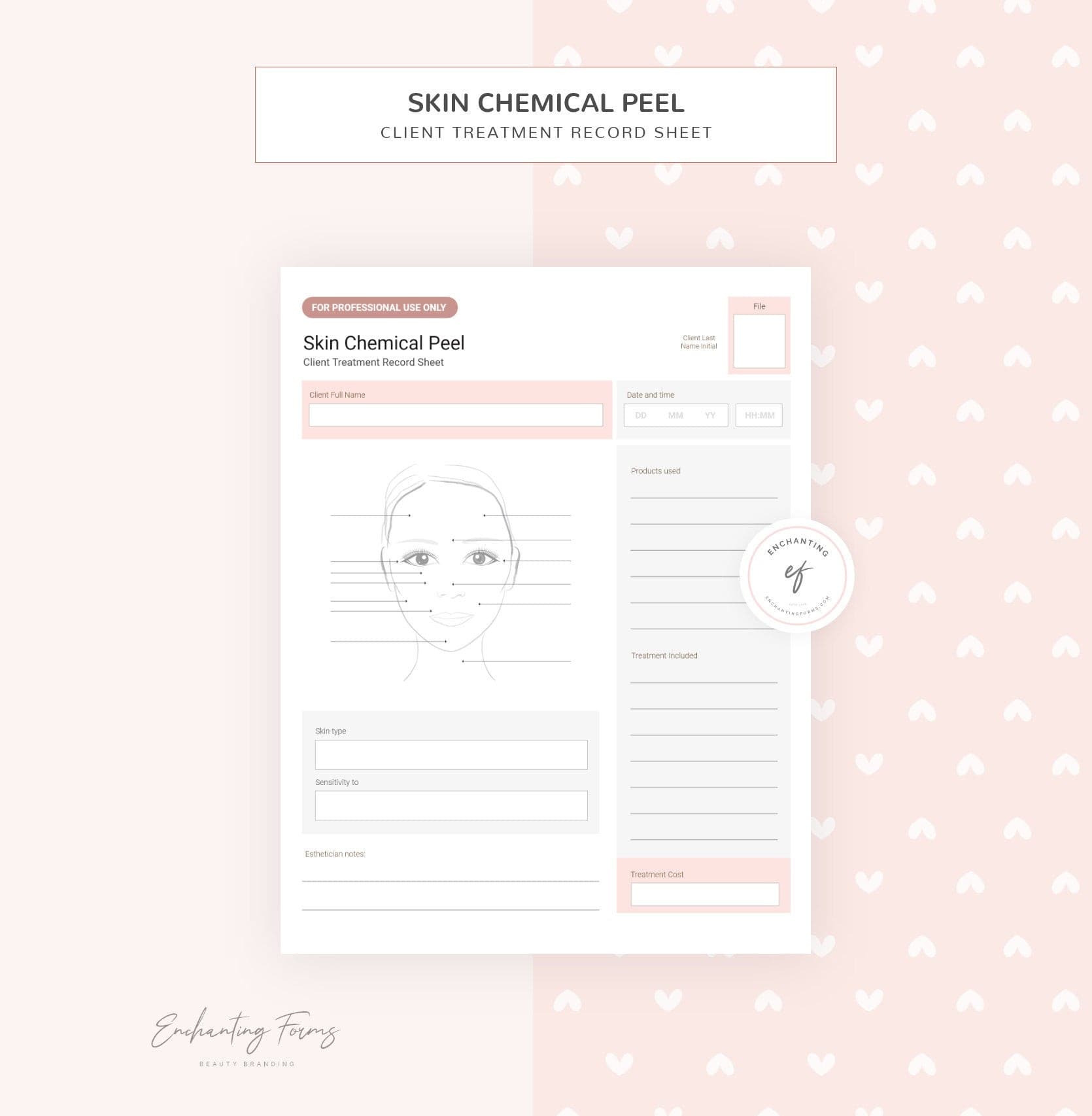 Chemical peel consultation and consent forms bundle - professional fillable PDF for aestheticians