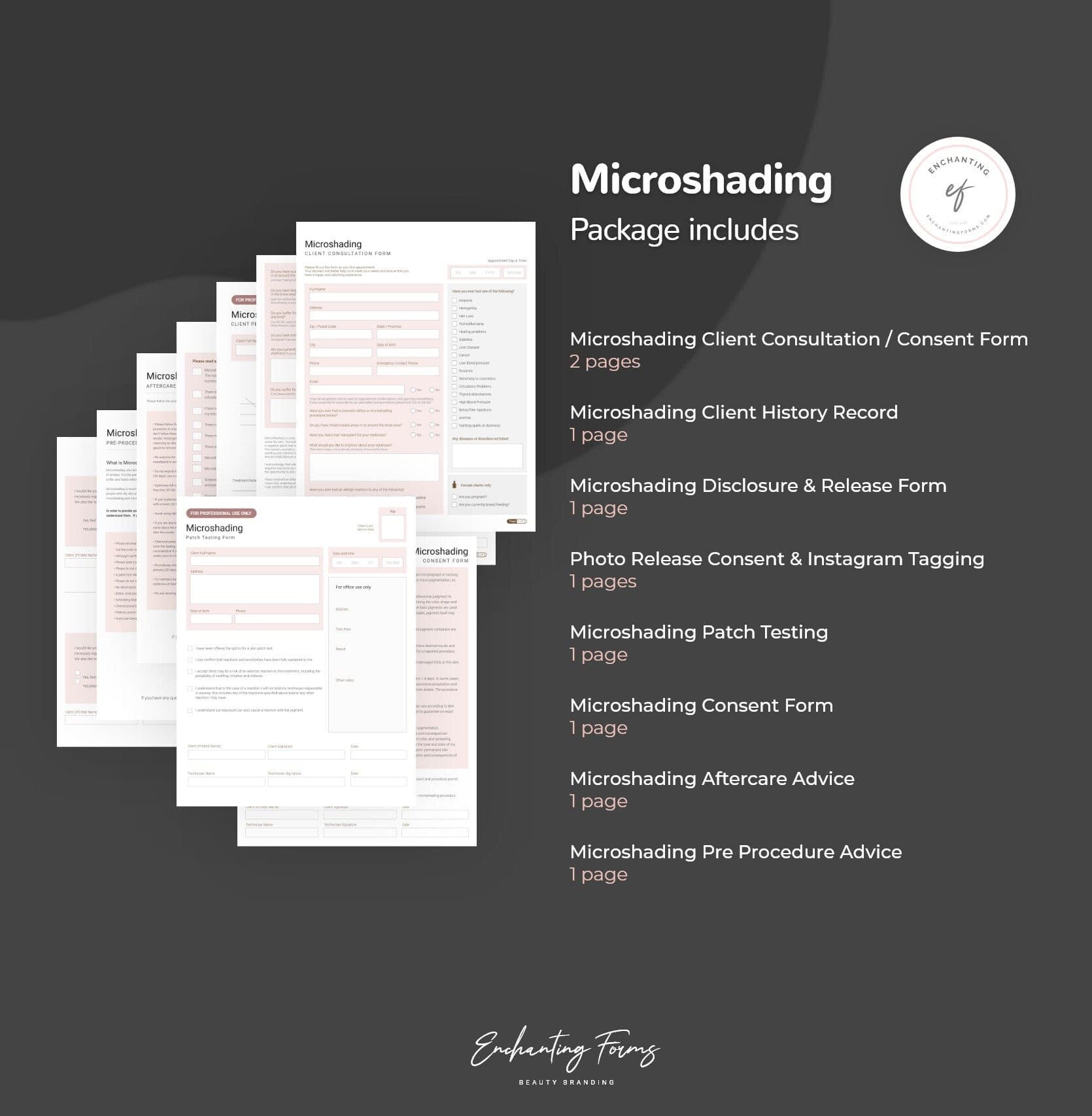 Microshading consultation and consent forms bundle - professional fillable PDF for PMU artists