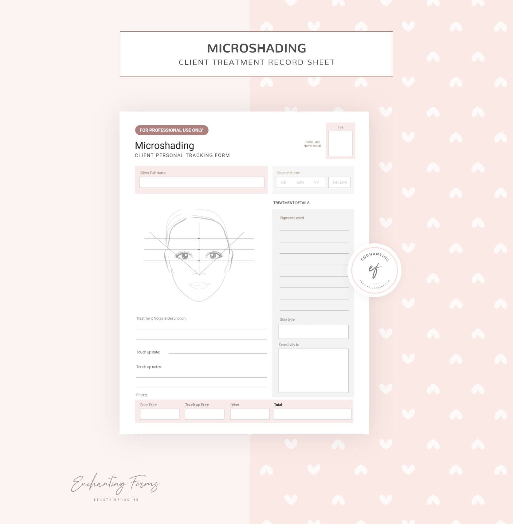 Microshading consultation and consent forms bundle - professional fillable PDF for PMU artists