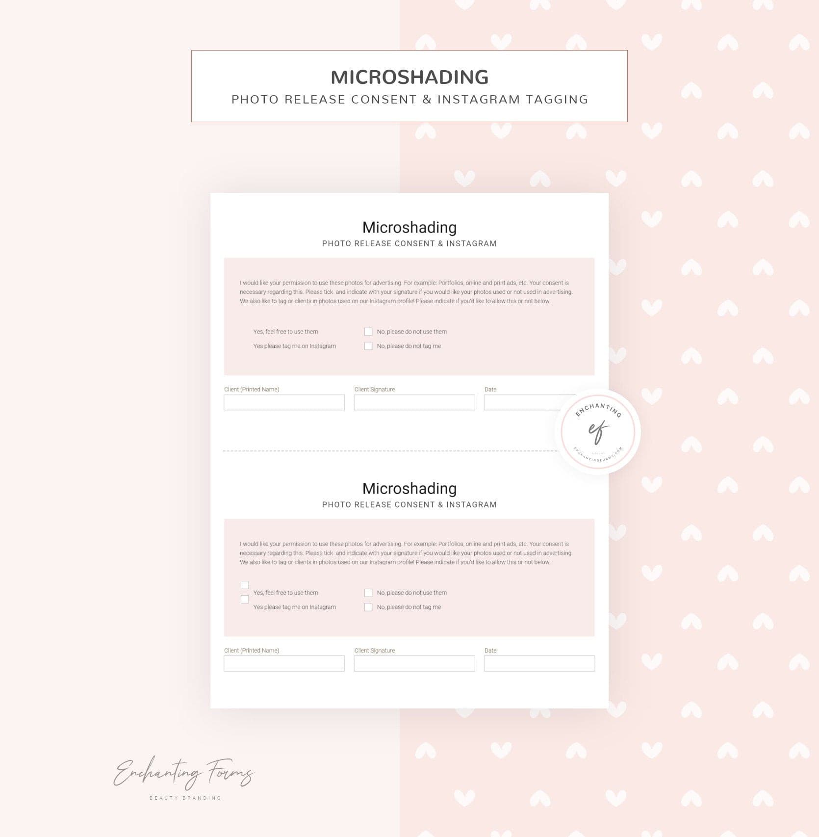 Microshading consultation and consent forms bundle - professional fillable PDF for PMU artists