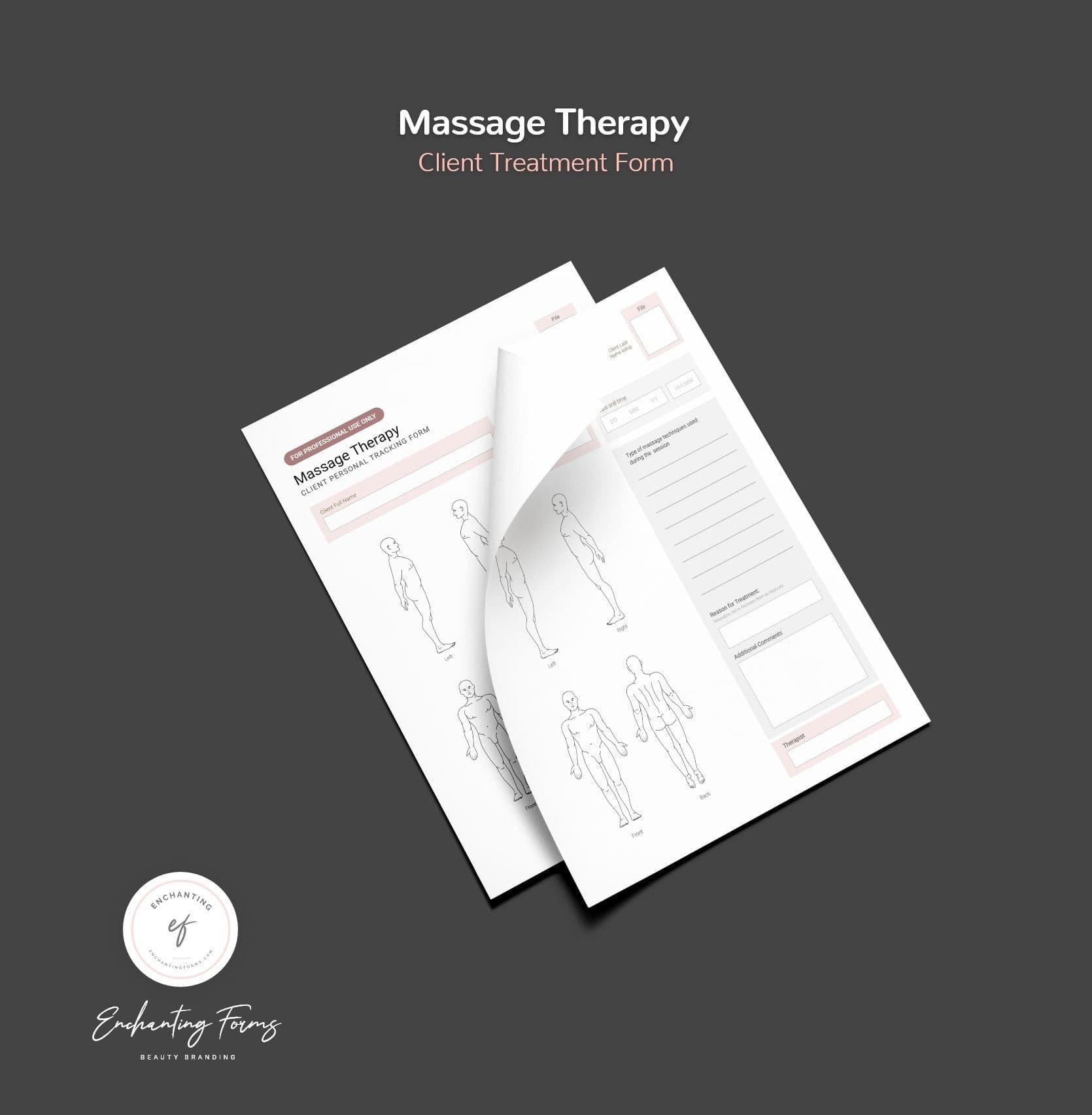 Massage therapy consultation and consent forms bundle - professional fillable PDF for massage therapists