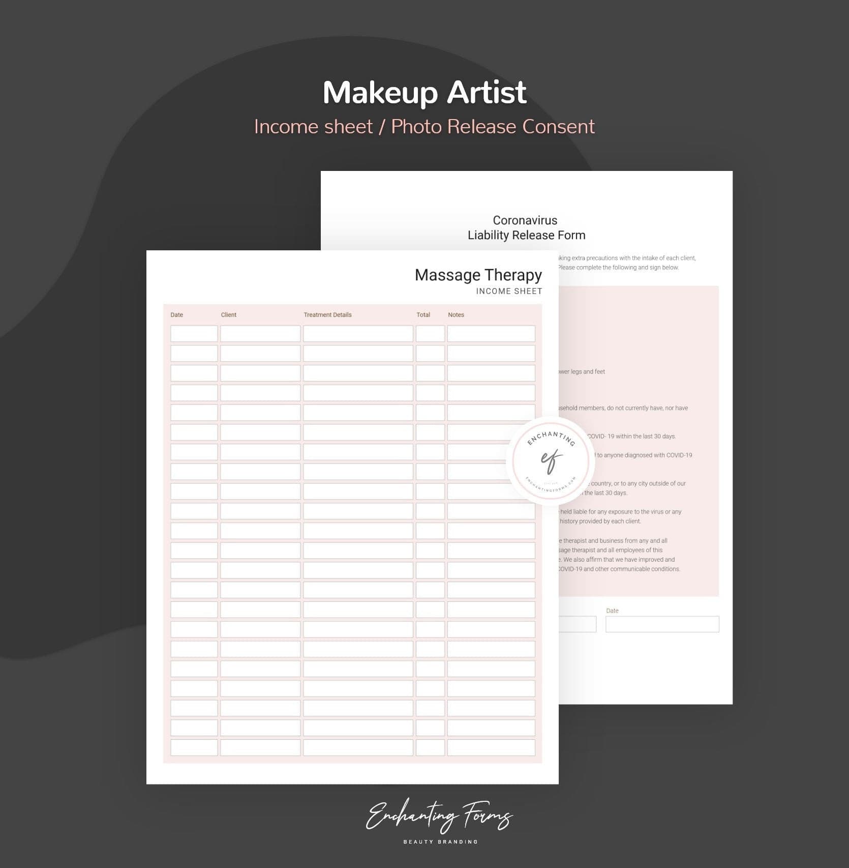 Massage therapy consultation and consent forms bundle - professional fillable PDF for massage therapists