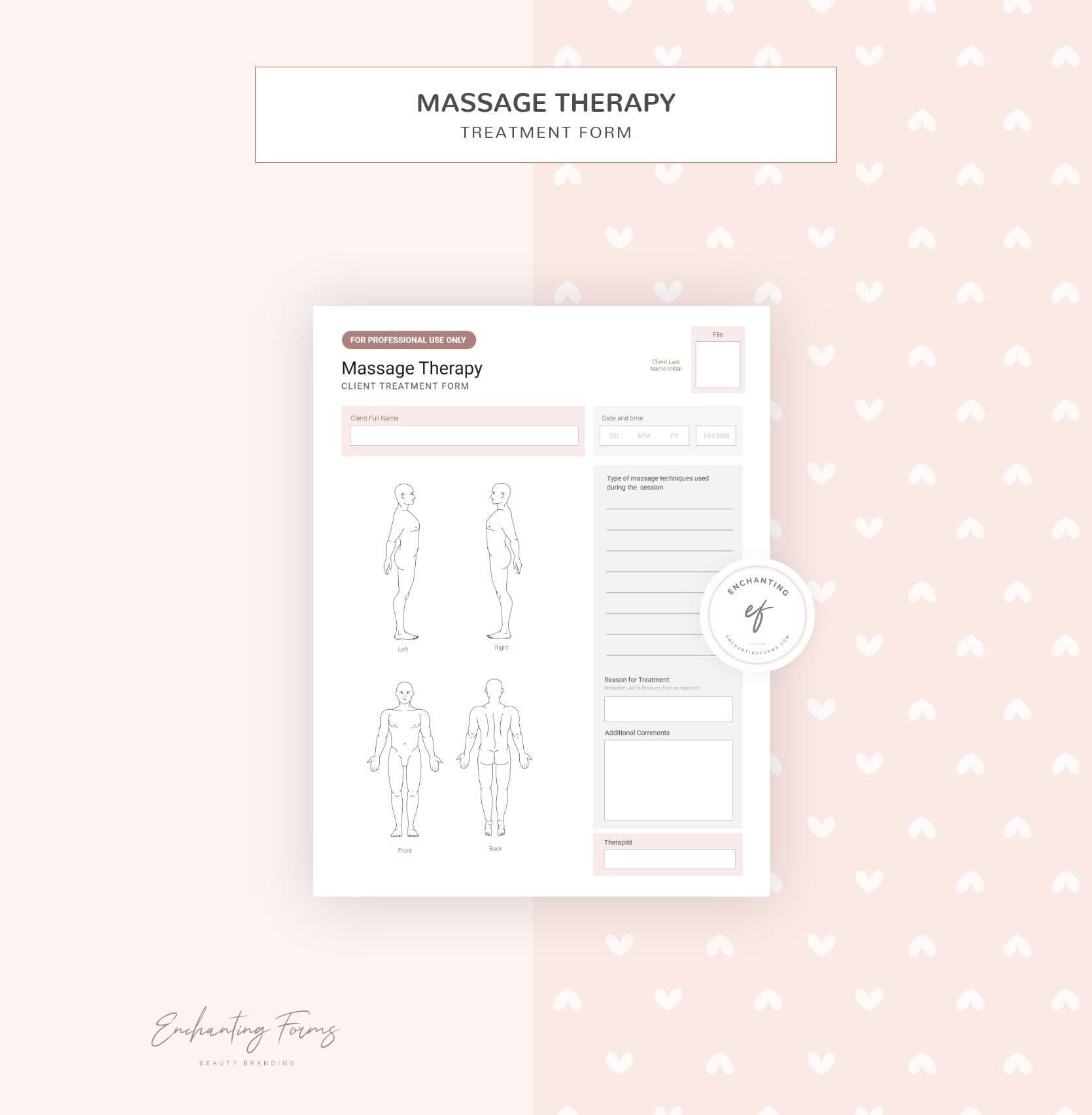 Massage therapy consultation and consent forms bundle - professional fillable PDF for massage therapists