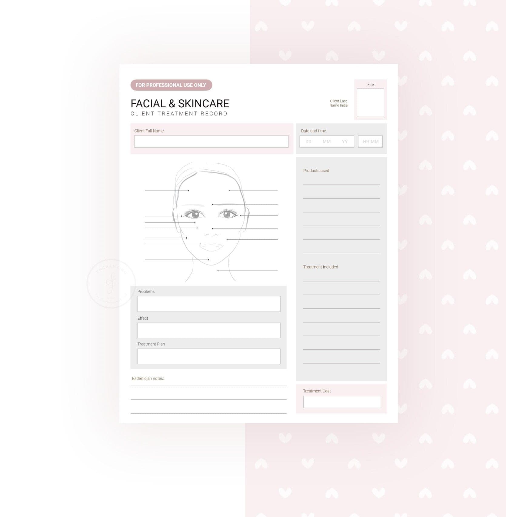 Skincare consultation and consent forms bundle - professional fillable PDF for aestheticians