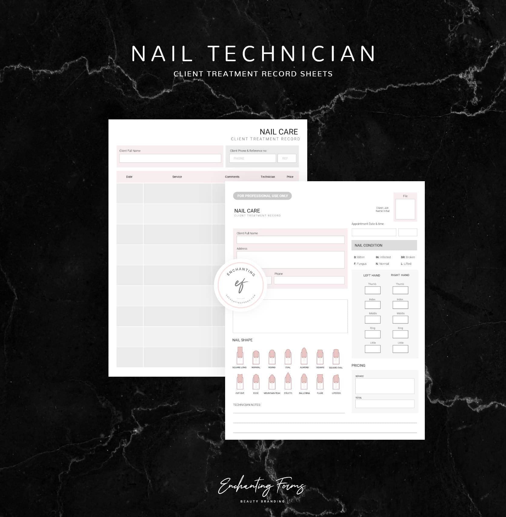 Nail technician consultation and consent forms bundle - professional fillable PDF for nail techs