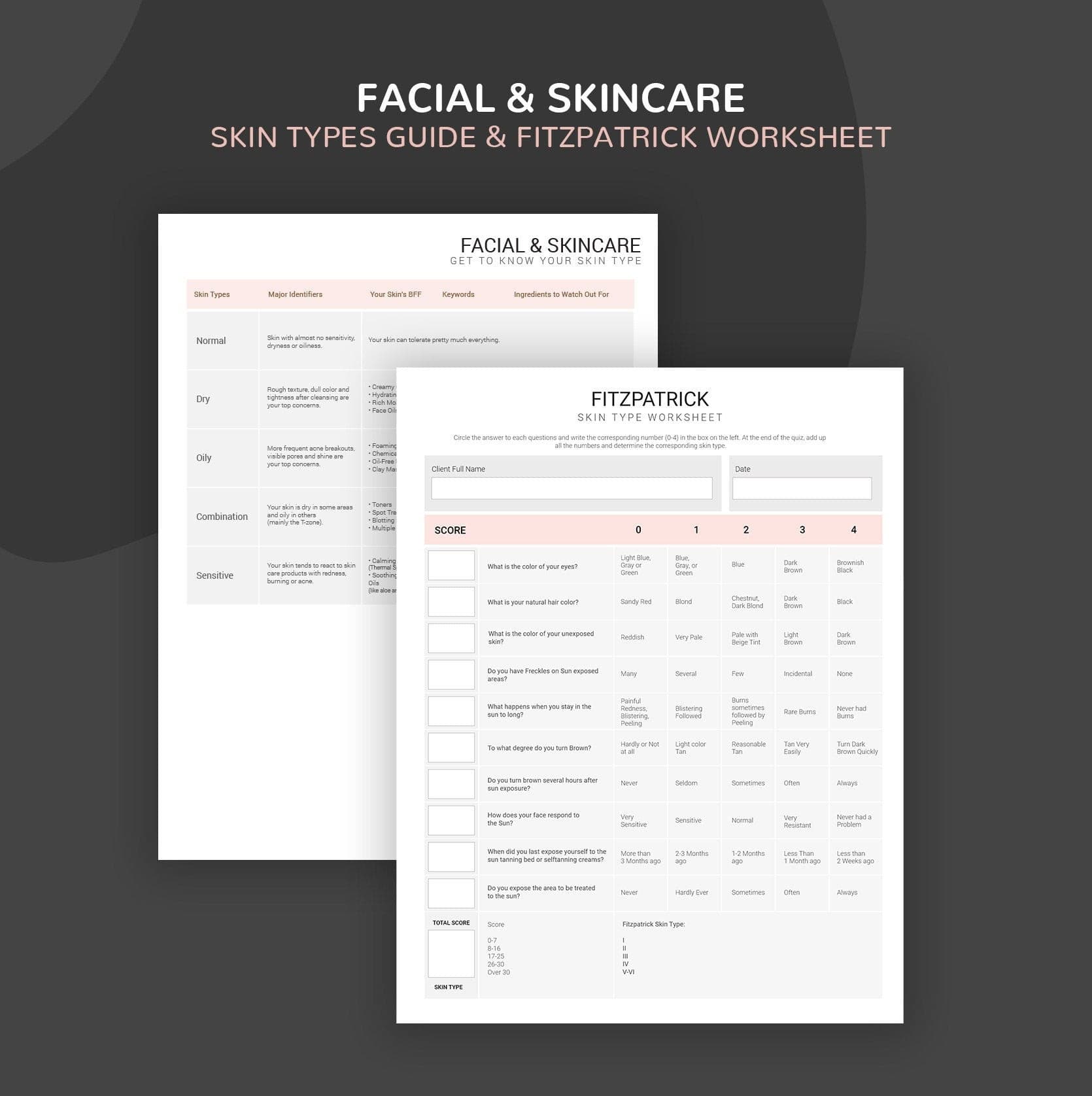 Skincare consultation forms bundle rose gold design - fillable PDF for aestheticians