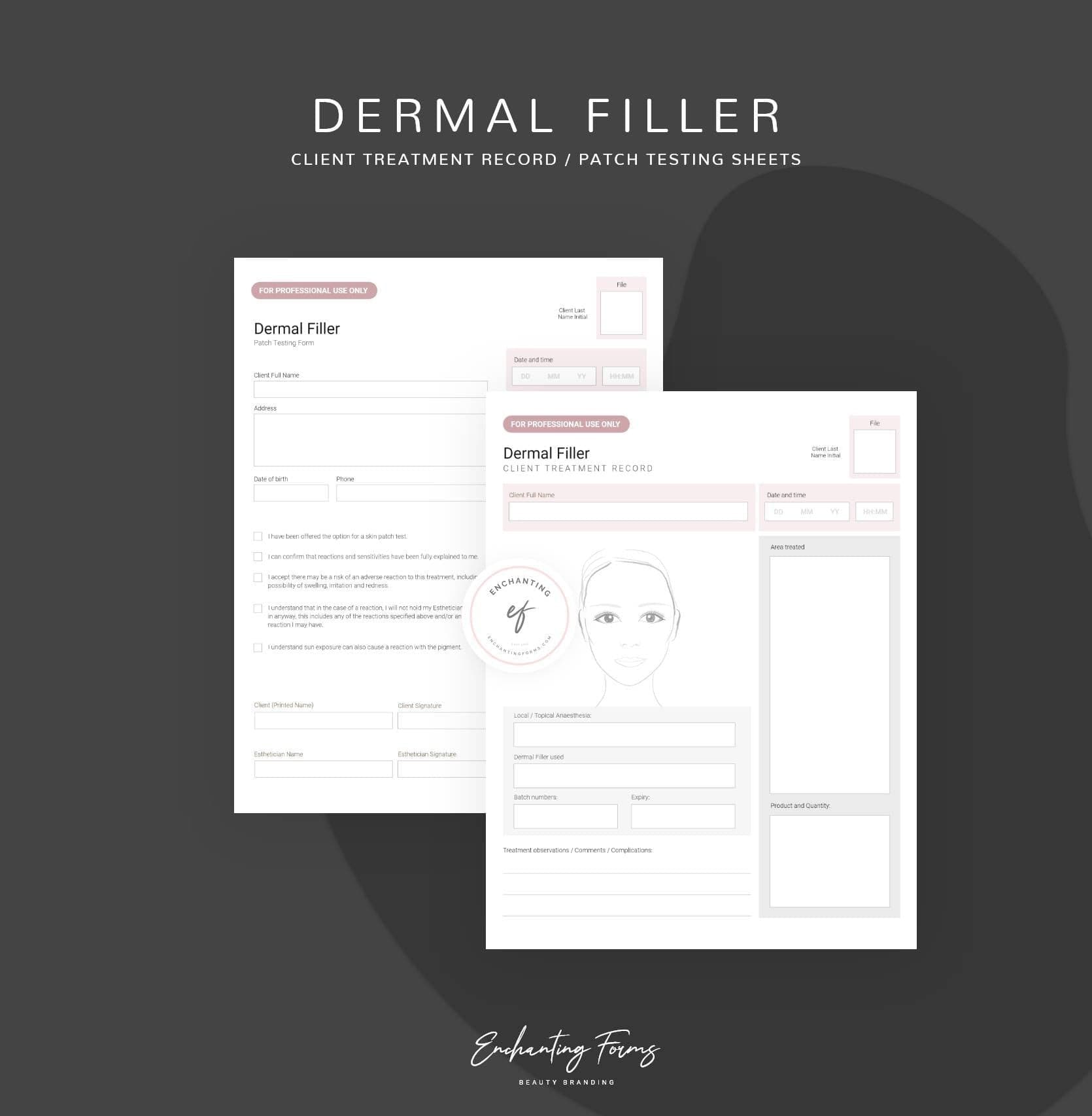 Dermal filler consultation and consent forms bundle - professional fillable PDF for aesthetic practitioners