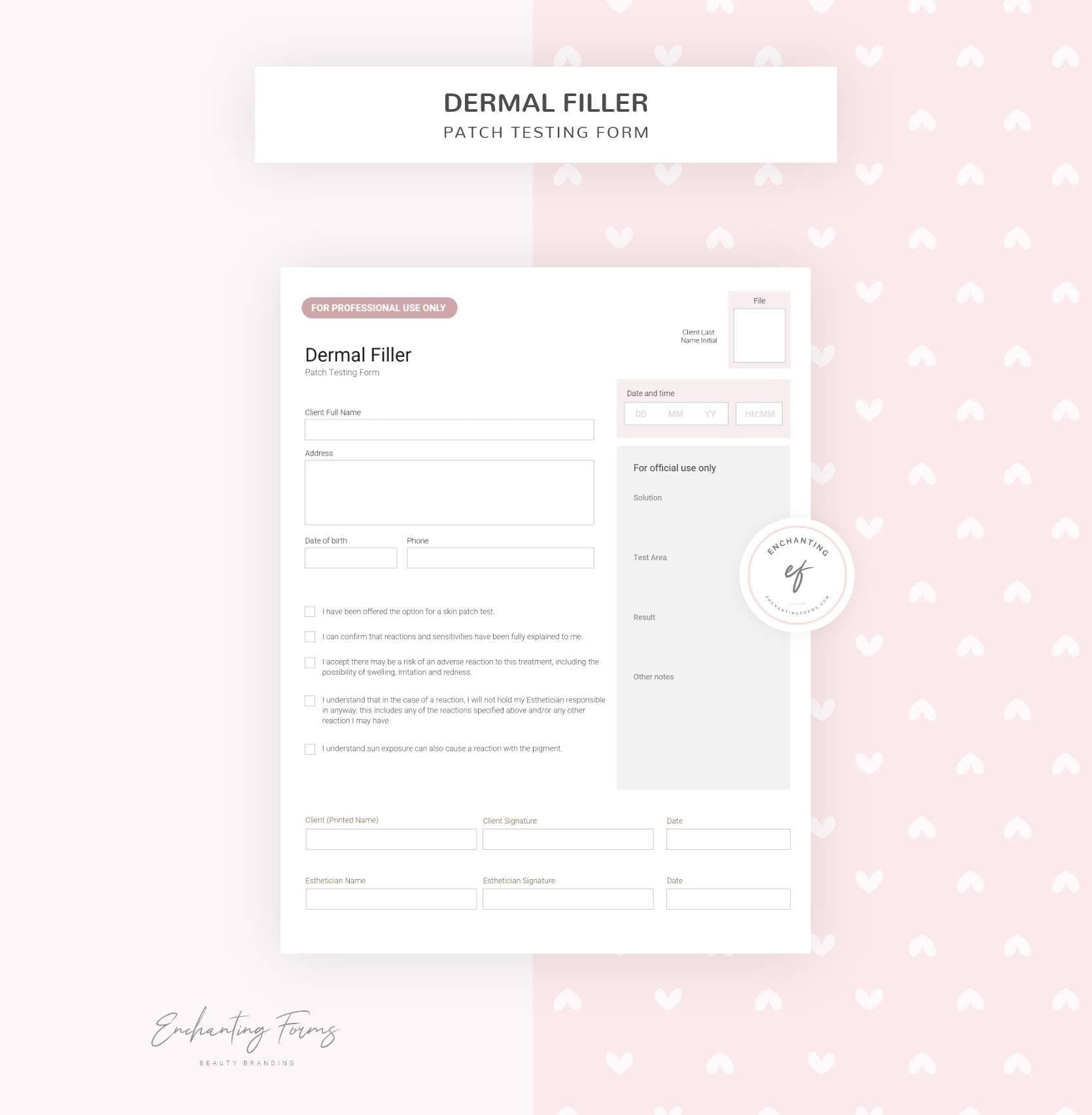 Dermal filler consultation and consent forms bundle - professional fillable PDF for aesthetic practitioners