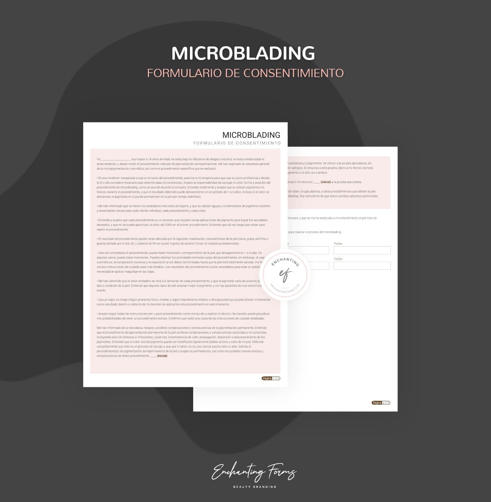 Spanish microblading consultation consent forms - formularios microblading en español PDF